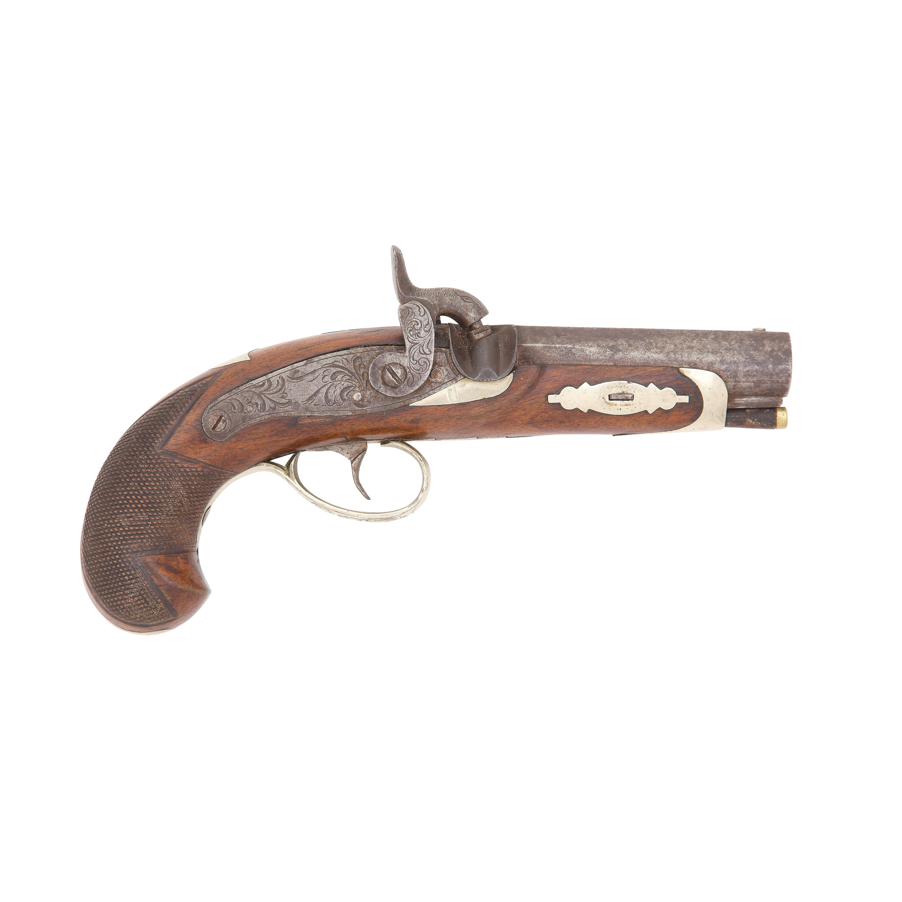 Appraisal: A -BORE PERCUSSION DERINGER POCKET PISTOL MID- TH CENTURY With