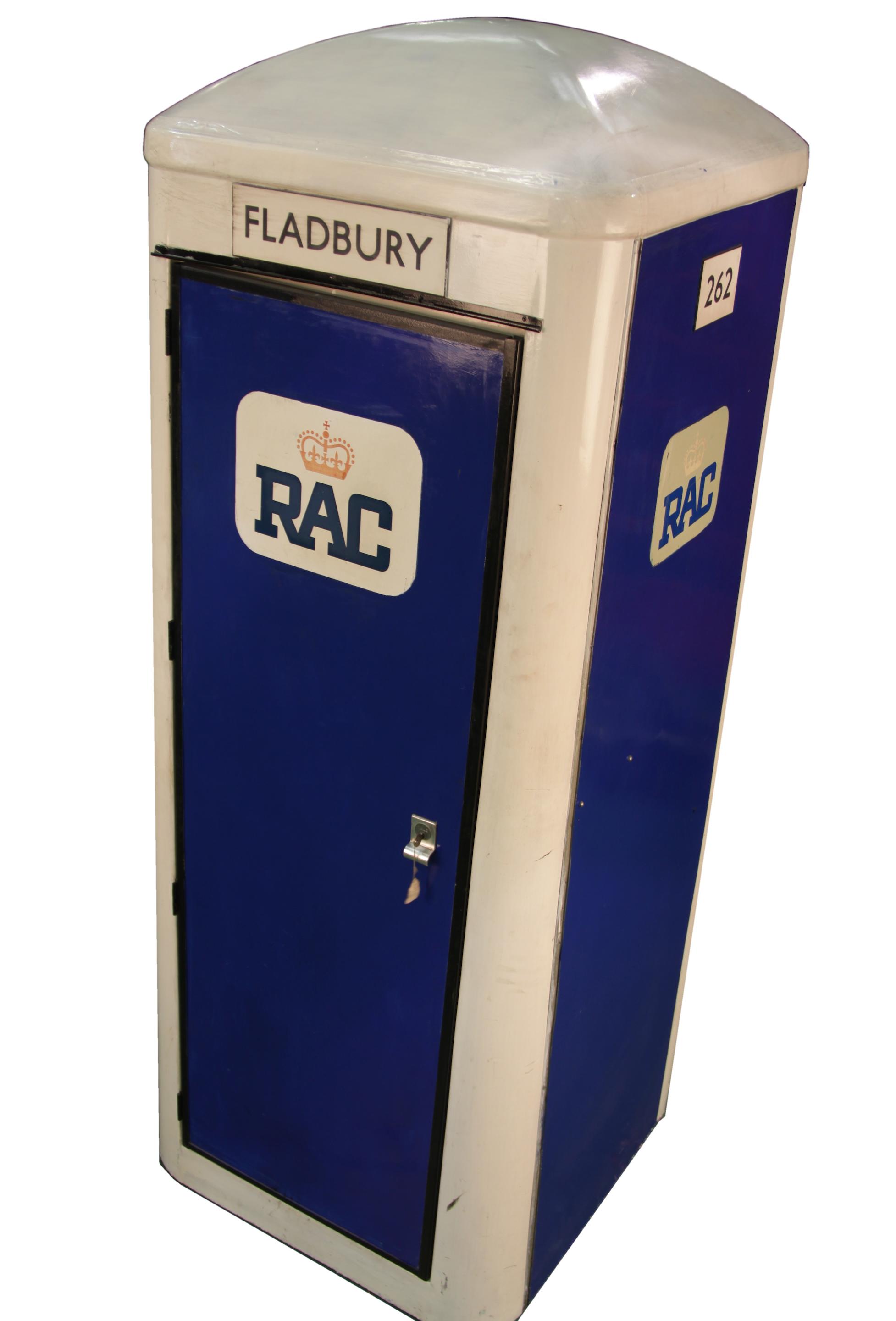 Appraisal: AN RAC PATROLMAN'S LATE-MODEL TELEPHONE BOX FLADBURY NUMBER fibre-glass construction