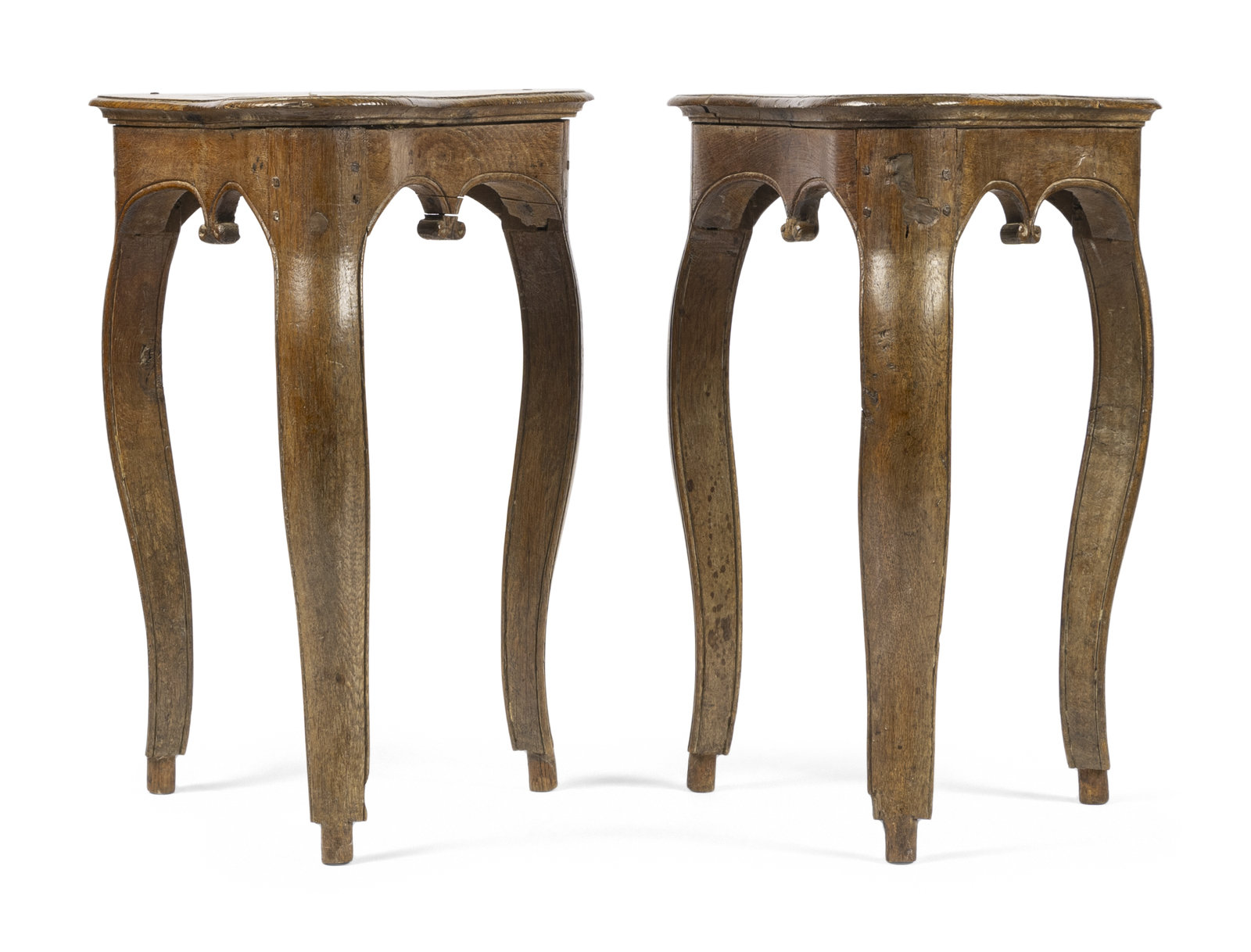 Appraisal: A Pair of French Provincial Walnut Trefoil Side Tables th