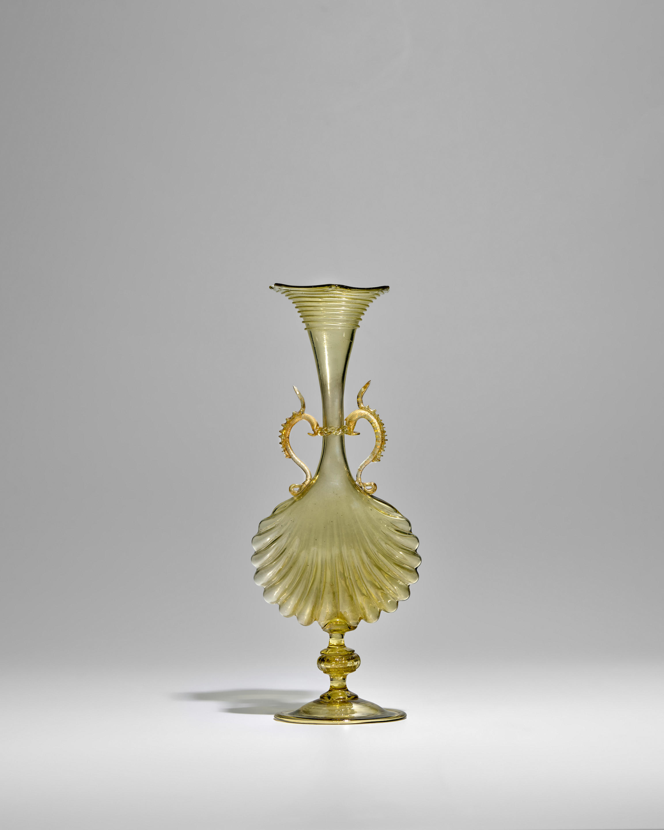 Appraisal: SALVIATI C FOUNDED Vase circa blown glass scallop-shell vase applied