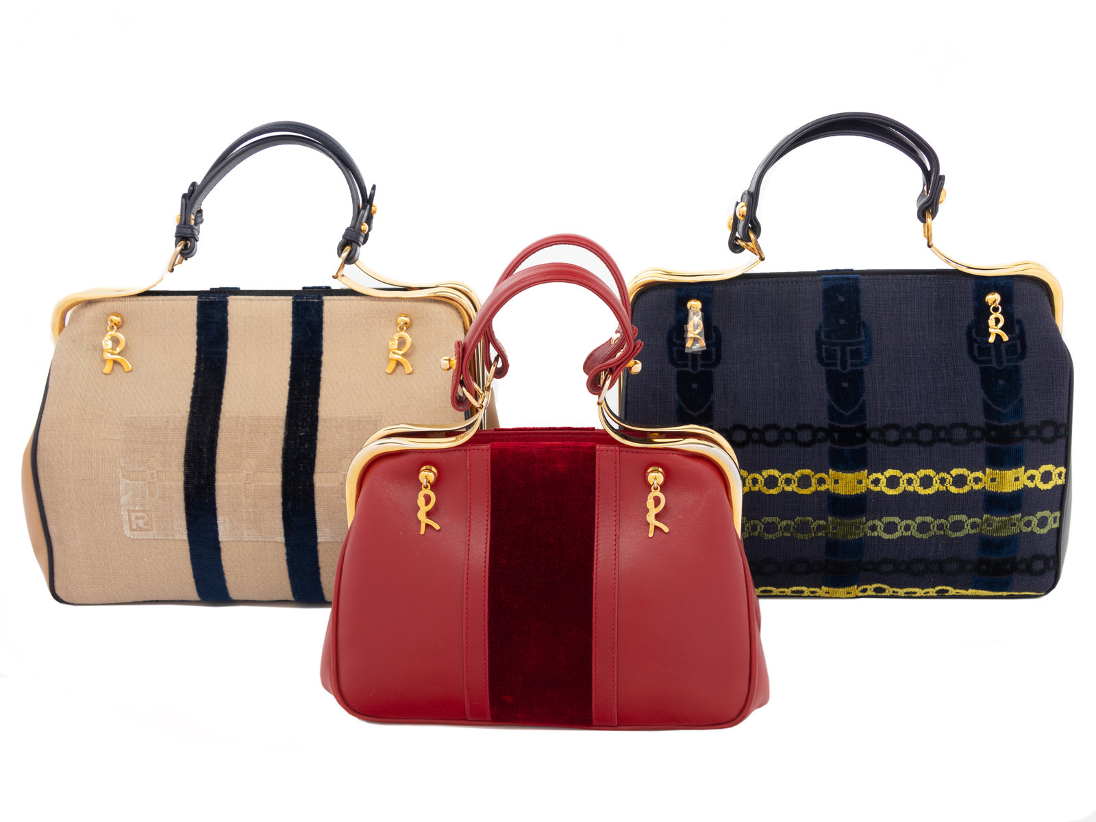 Appraisal: Three Roberta di Camerino Tubular Frame Bags s This lot