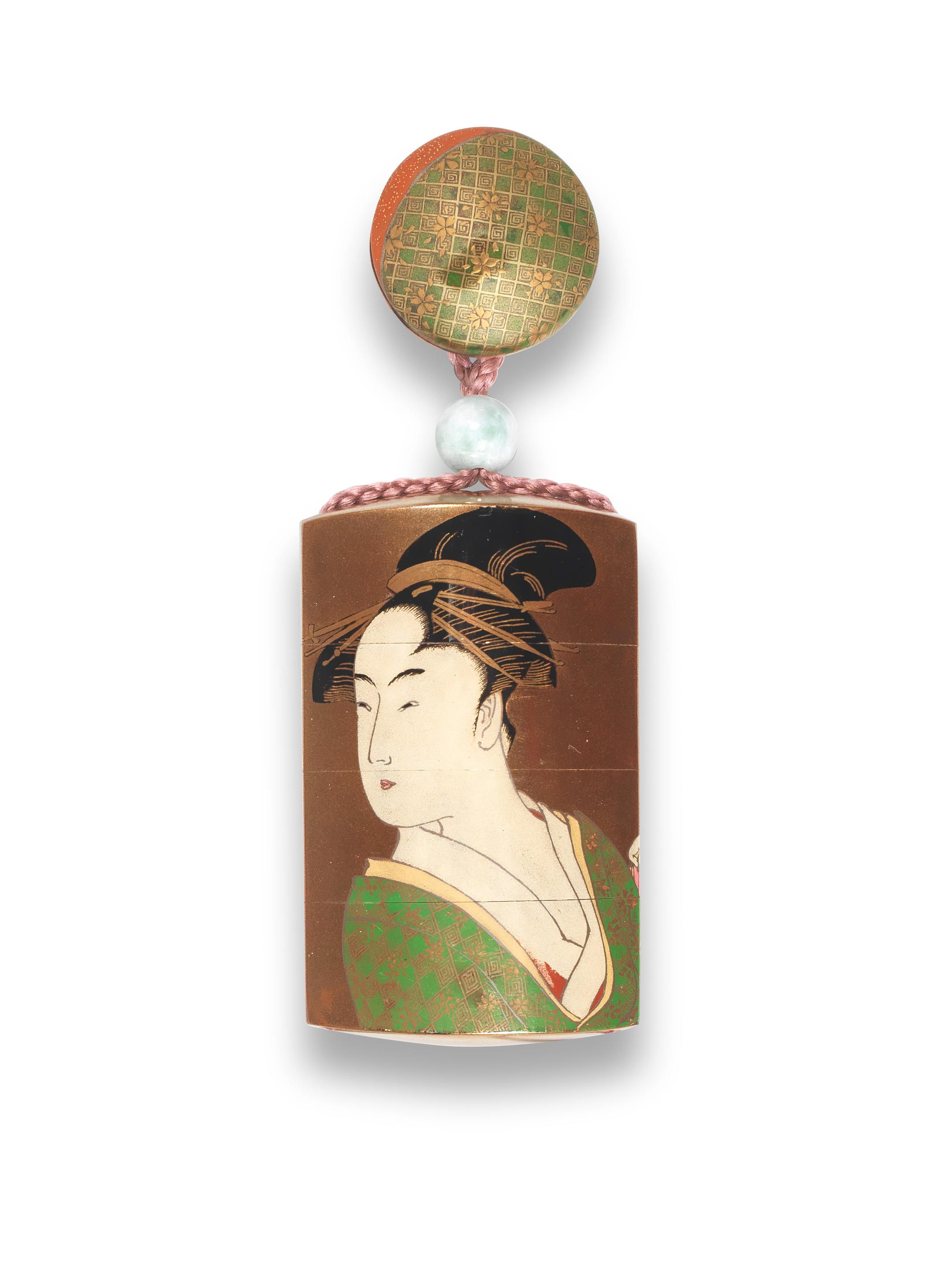 Appraisal: UEMURA ENSHU BORN A Gold-Lacquer Three-Case Inro with Matching Manju