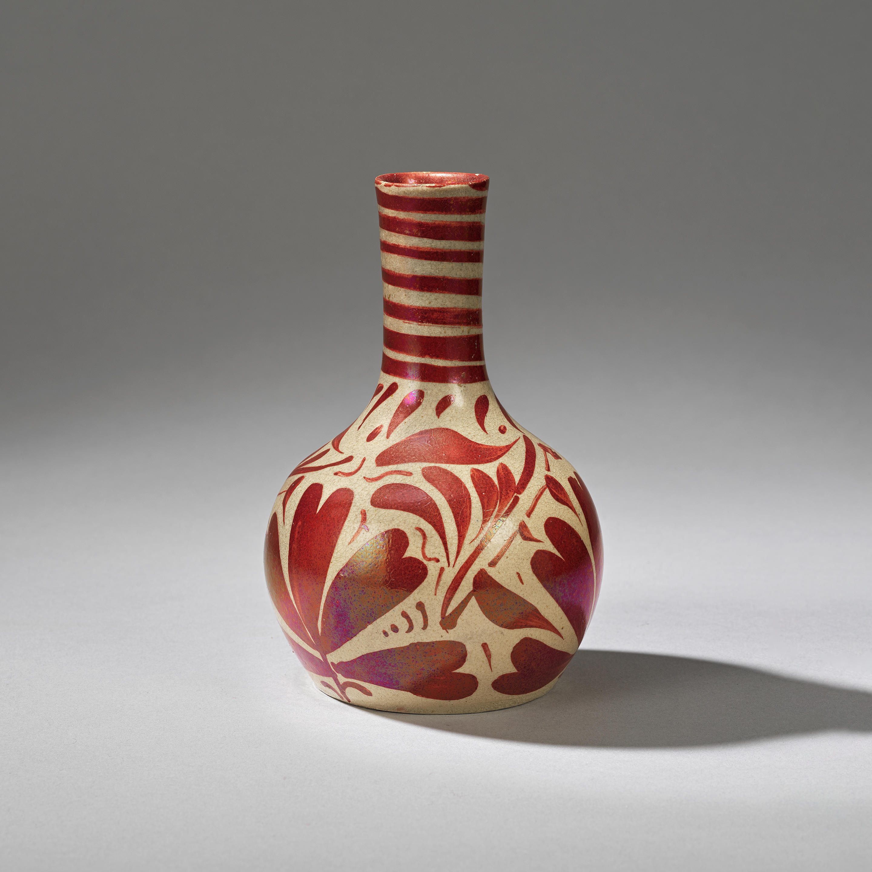 Appraisal: WILLIAM DE MORGAN BRITISH - Small bottle vase Earthenware ruby