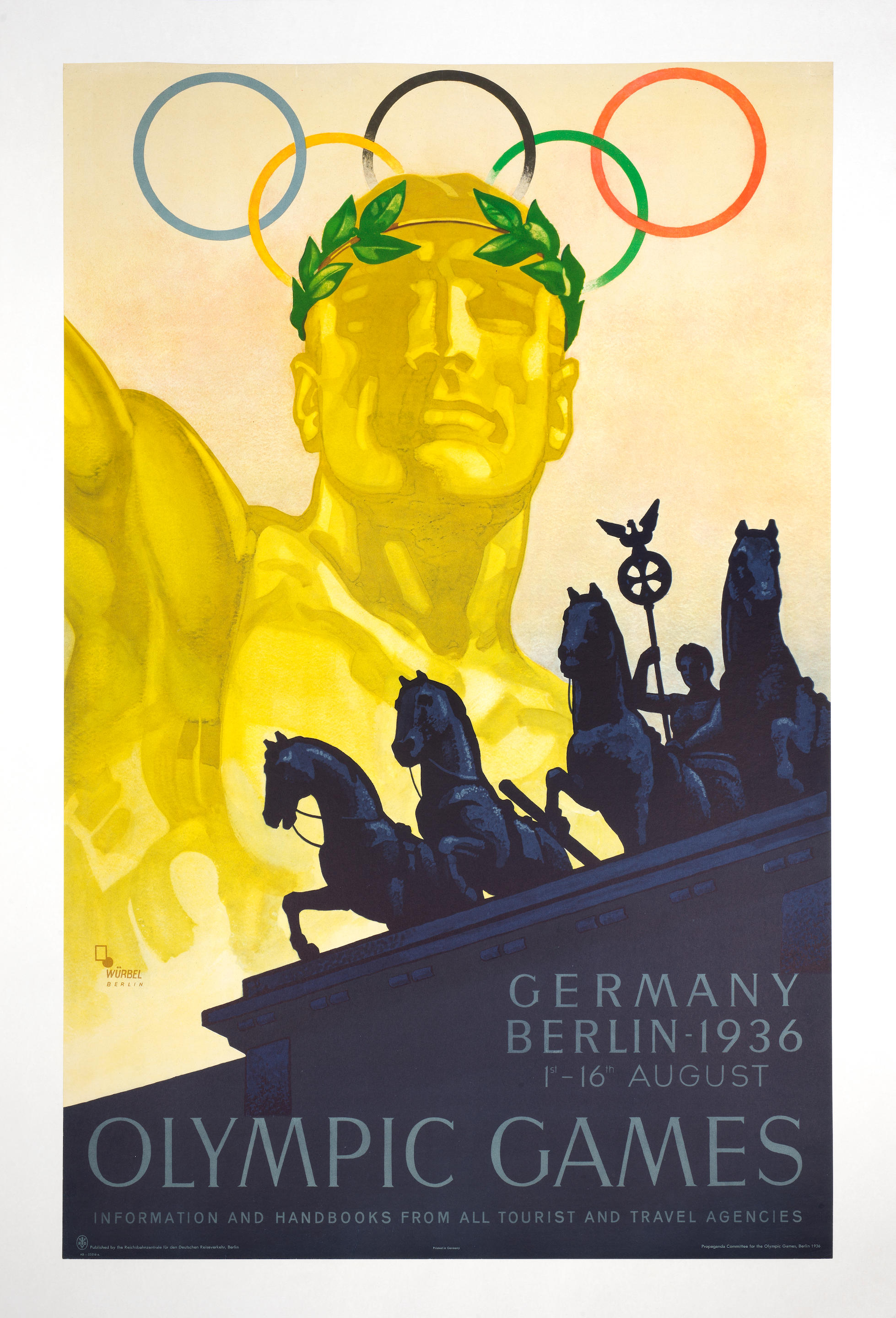 Appraisal: FRANZ W RBEL - OLYMPIC GAMES BERLIN lithographic poster in