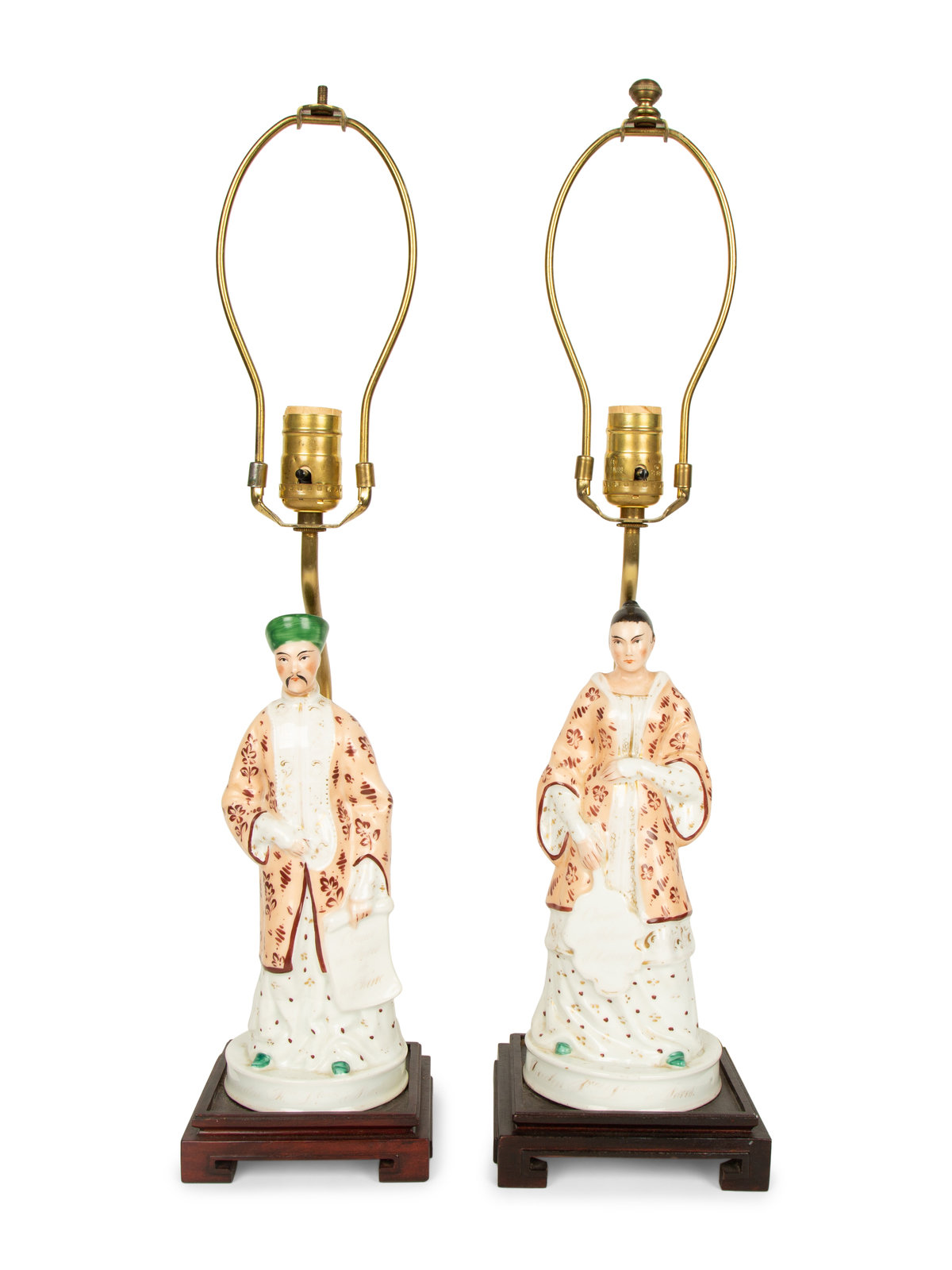 Appraisal: A Pair of Paris Porcelain Figures Mounted as Lamps th