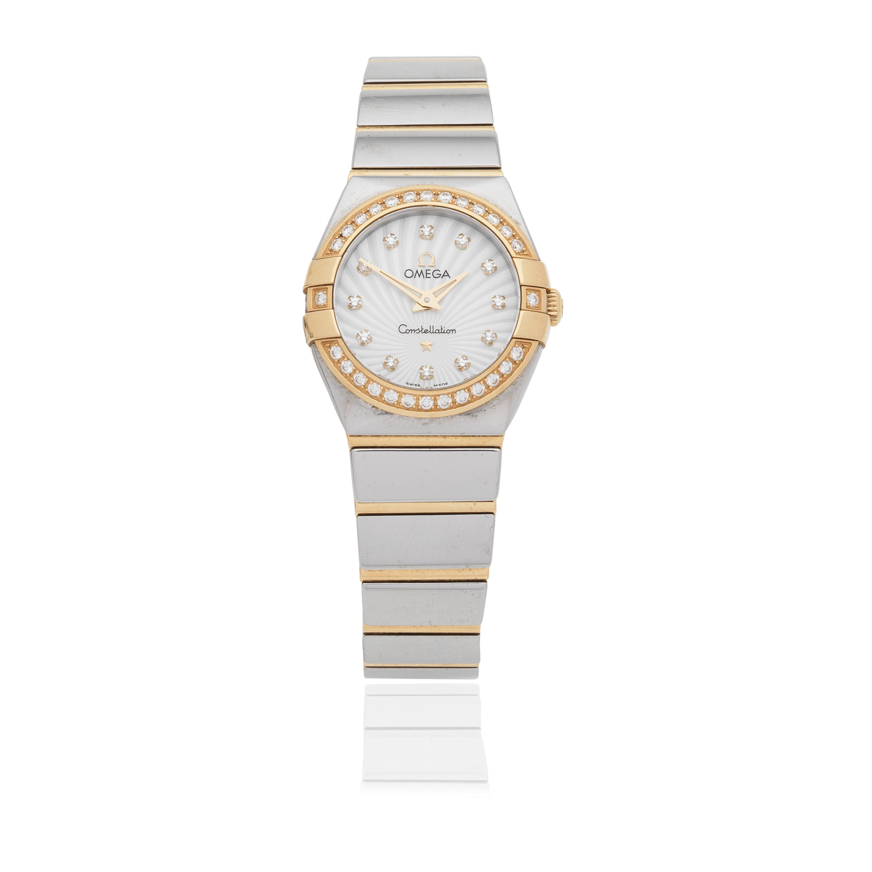 Appraisal: OMEGA A LADY'S STAINLESS STEEL AND GOLD DIAMOND SET QUARTZ