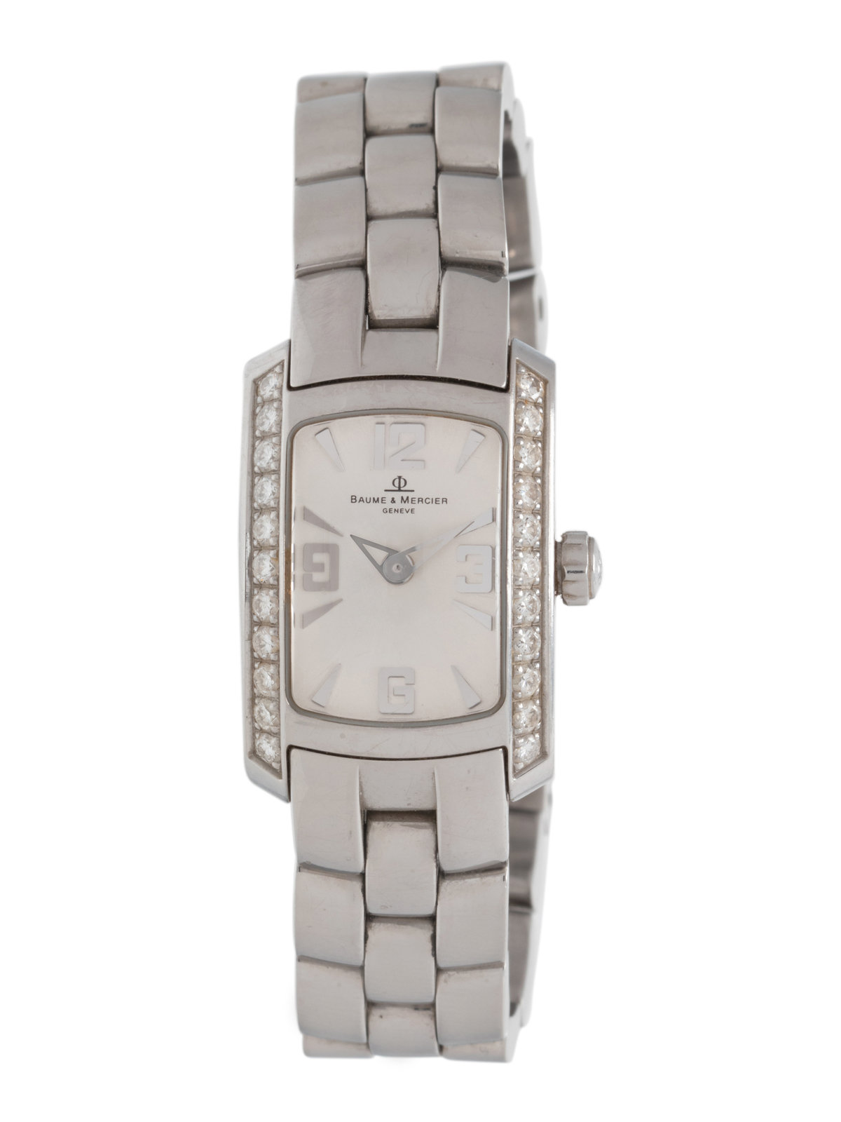 Appraisal: BAUME amp MERCIER REF STAINLESS STEEL AND DIAMOND 'HAMPTON' WRISTWATCH