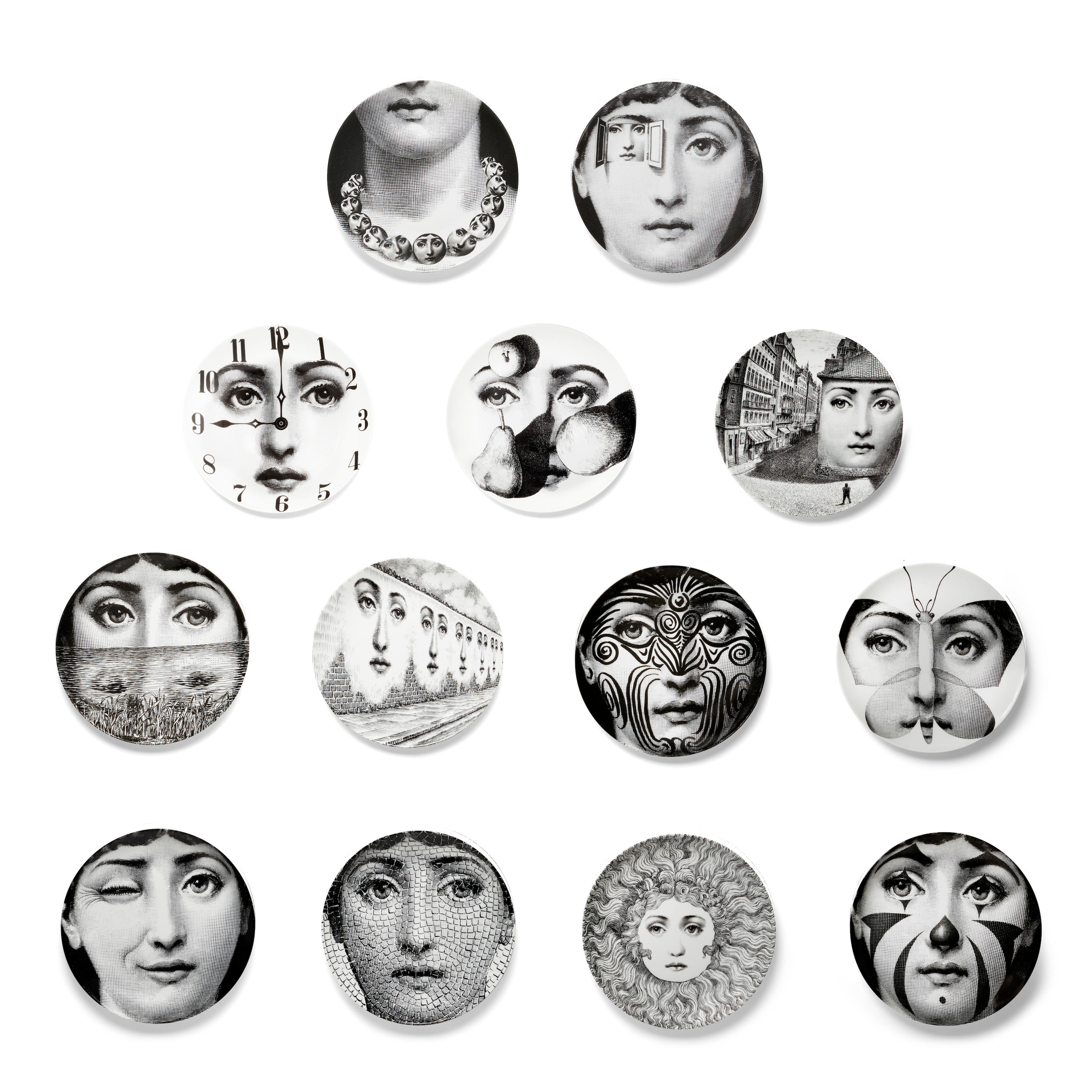 Appraisal: PIERO FORNASETTI - Group of Thirteen Themes and Variations Dinner