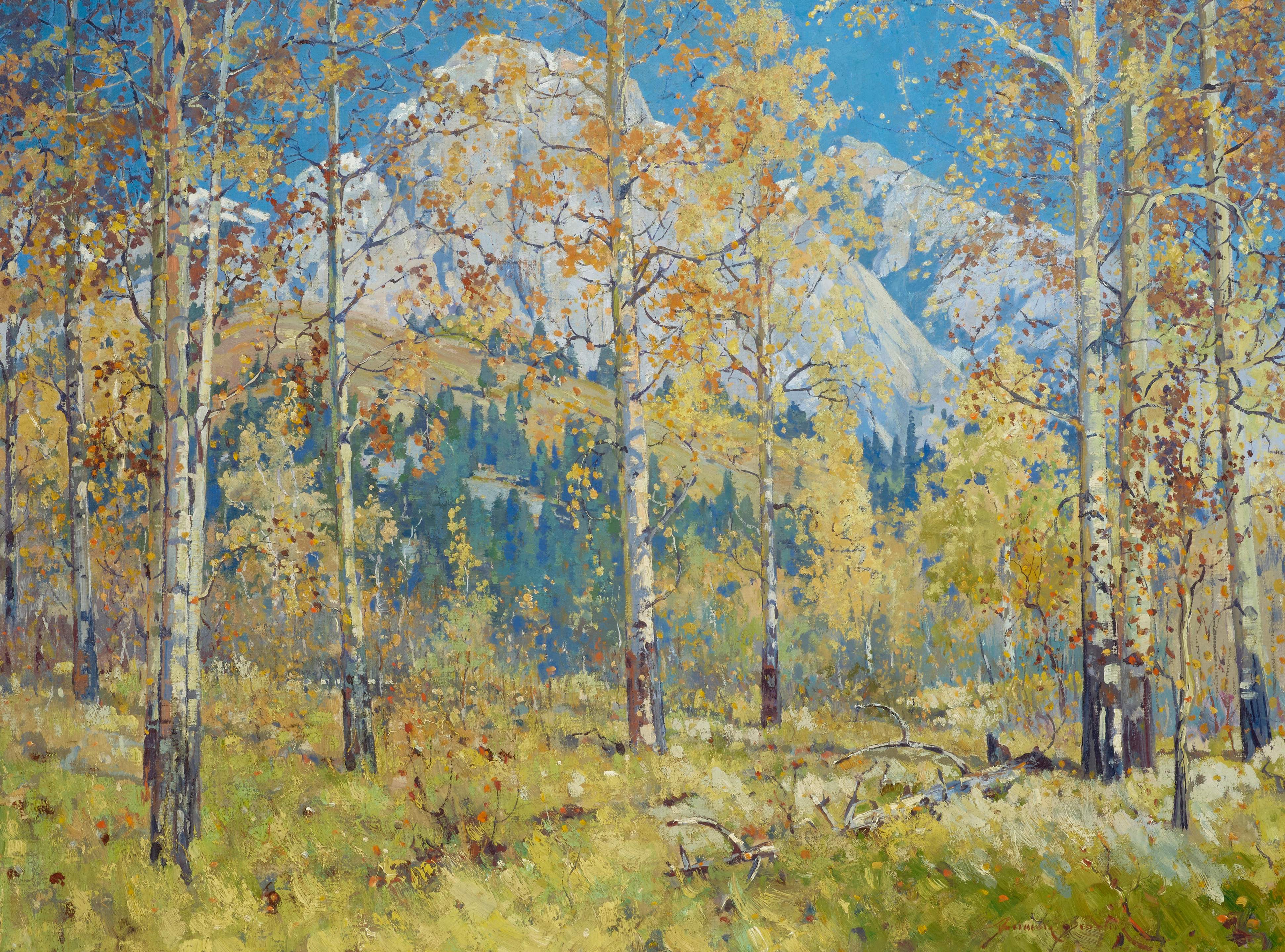 Appraisal: BELMORE BROWNE - Quaking Aspens signed 'Belmore Browne' lower right