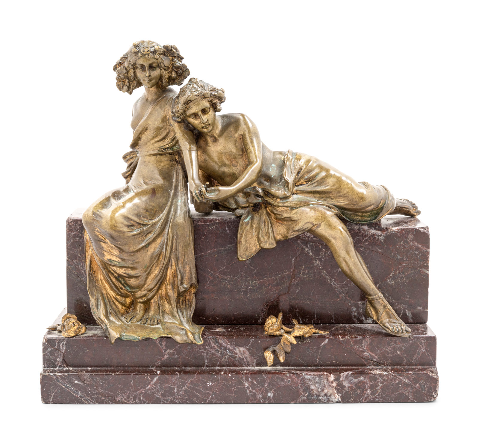 Appraisal: Carl Kauba Austrian American - Two Lovers bronze and marble