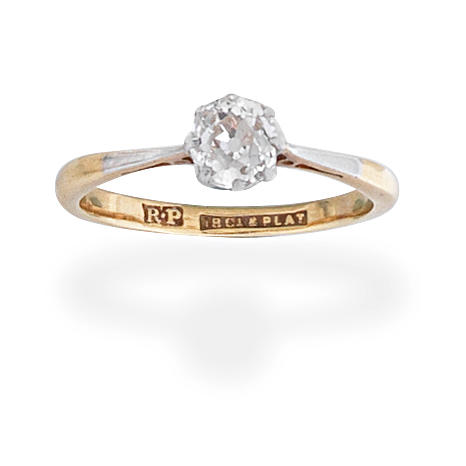 Appraisal: DIAMOND SINGLE-STONE RING Set with a cushion-shaped diamond diamond approx