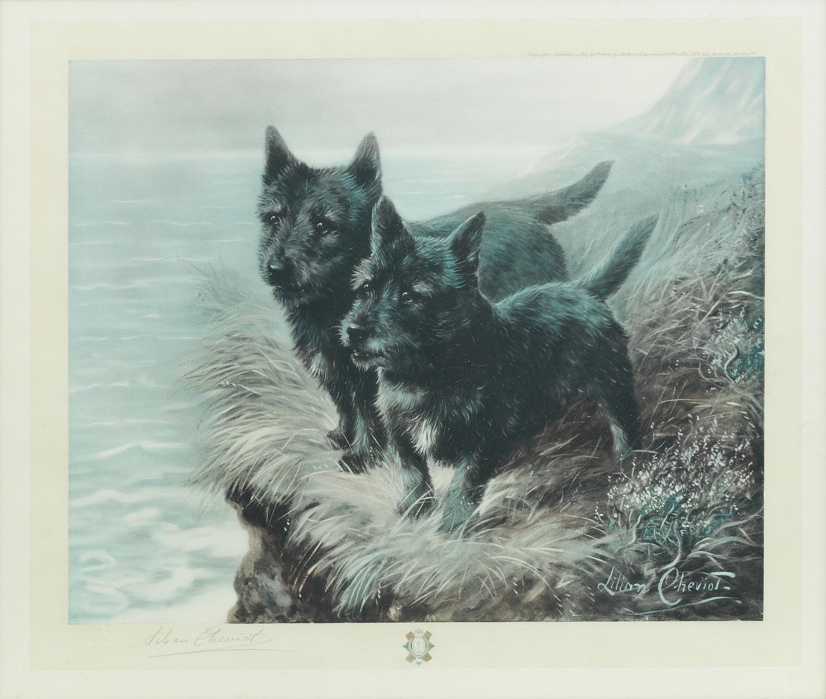 Appraisal: LILIAN CHEVIOT BRITISH - Two Scotties signed in pencil 'Lilian