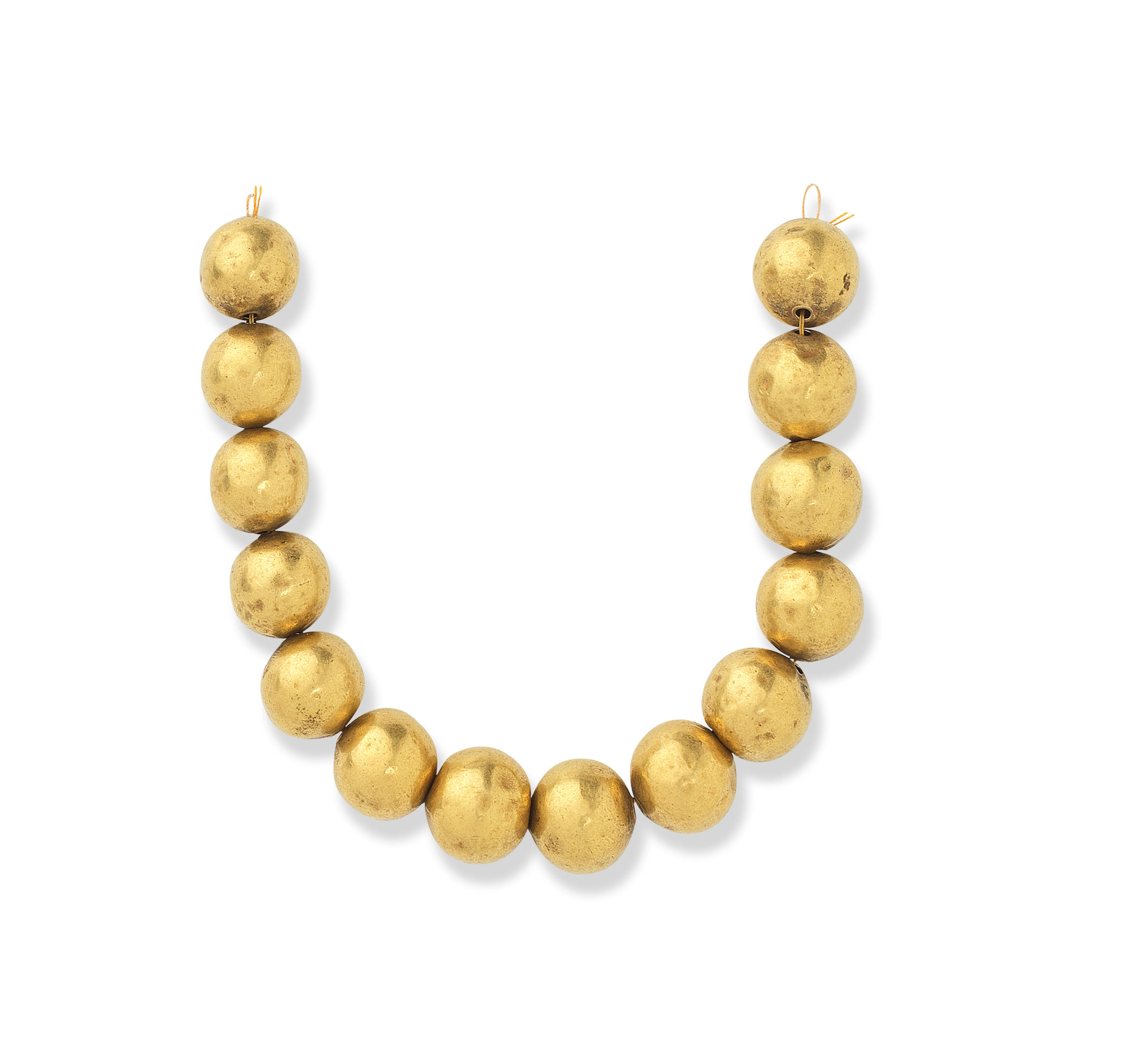 Appraisal: FOURTEEN EGYPTIAN GOLD SPHERICAL BEADS Fourteen Egyptian gold spherical beads