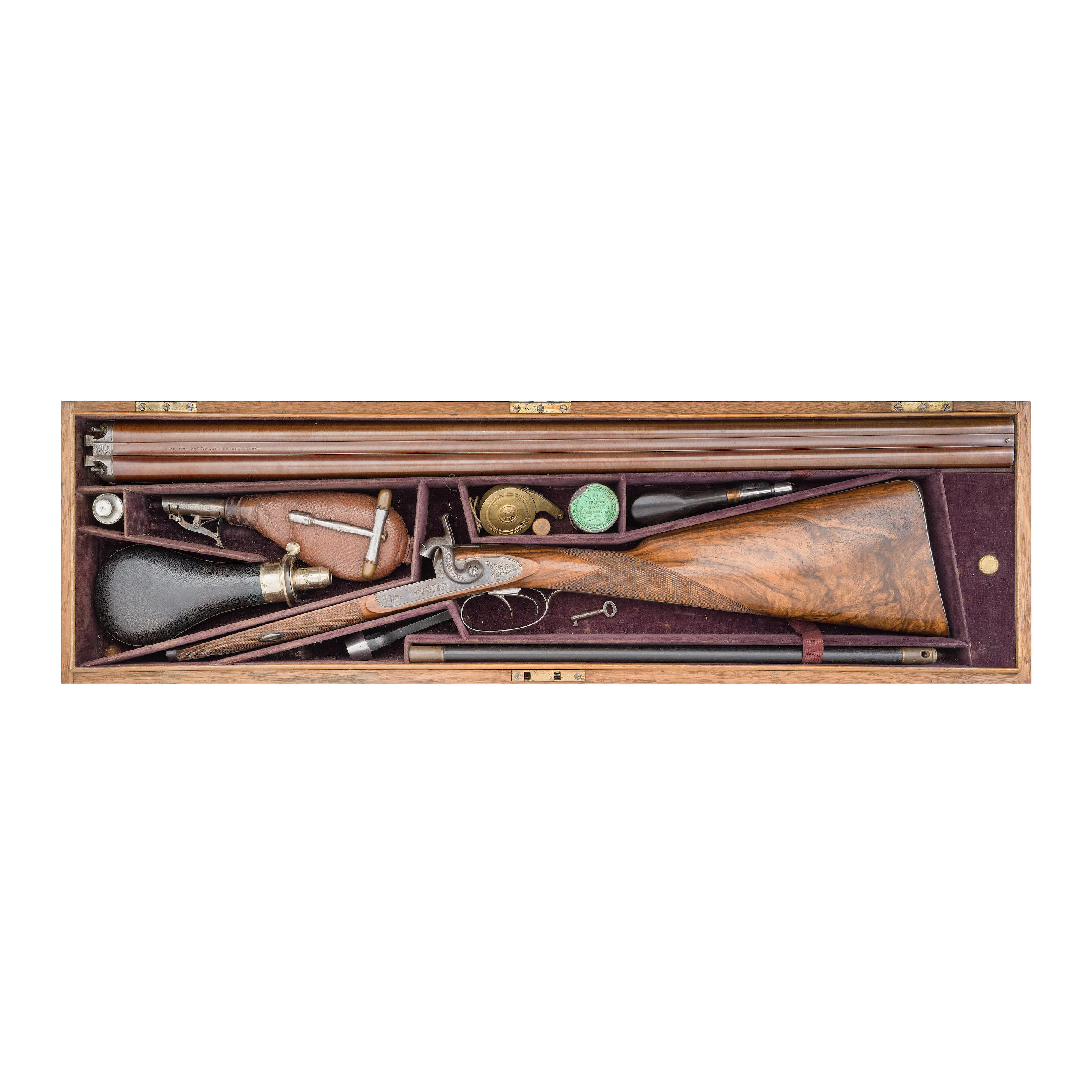 Appraisal: A CASED -BORE PERCUSSION D B SPORTING GUN BY J