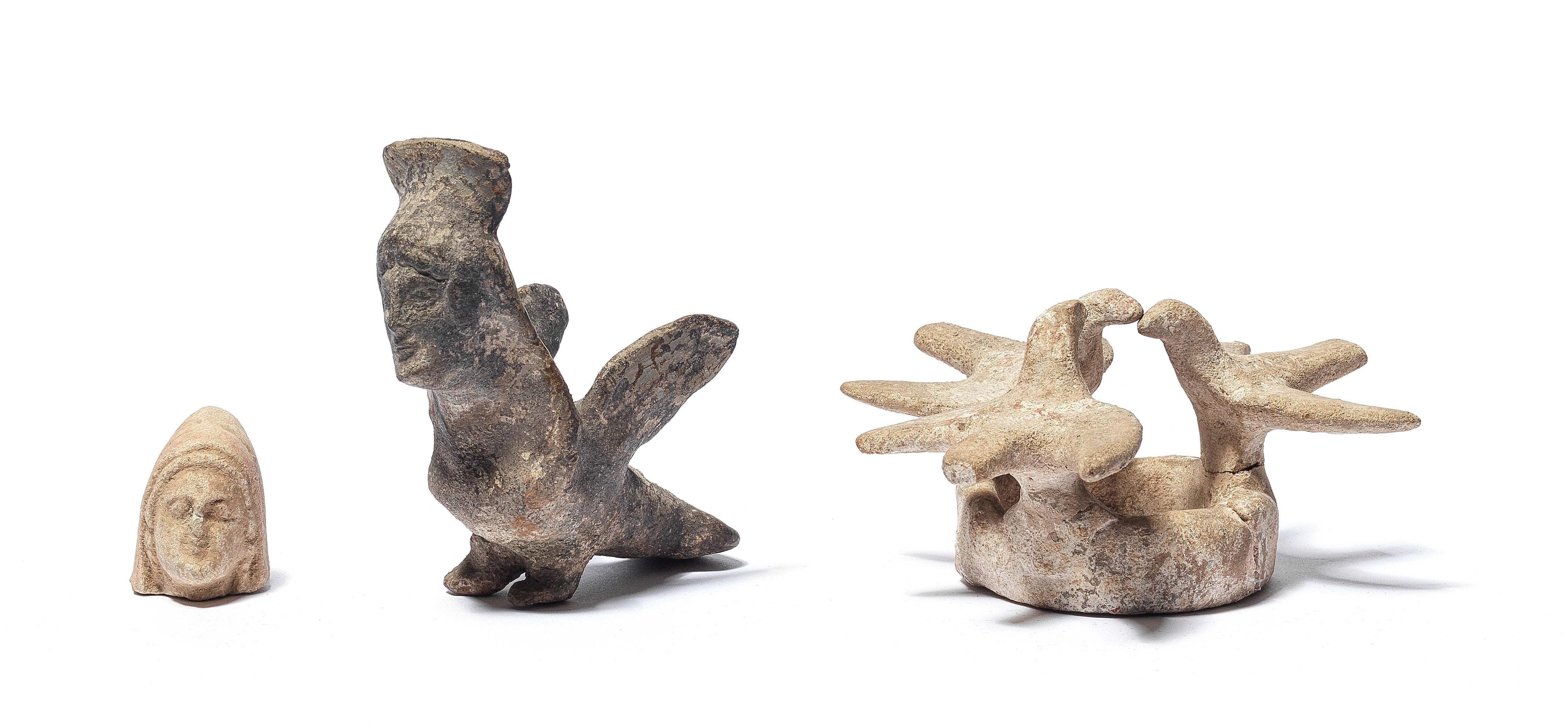 Appraisal: A GREEK TERRACOTTA GENRE GROUP WITH DOVES AND A TERRACOTTA