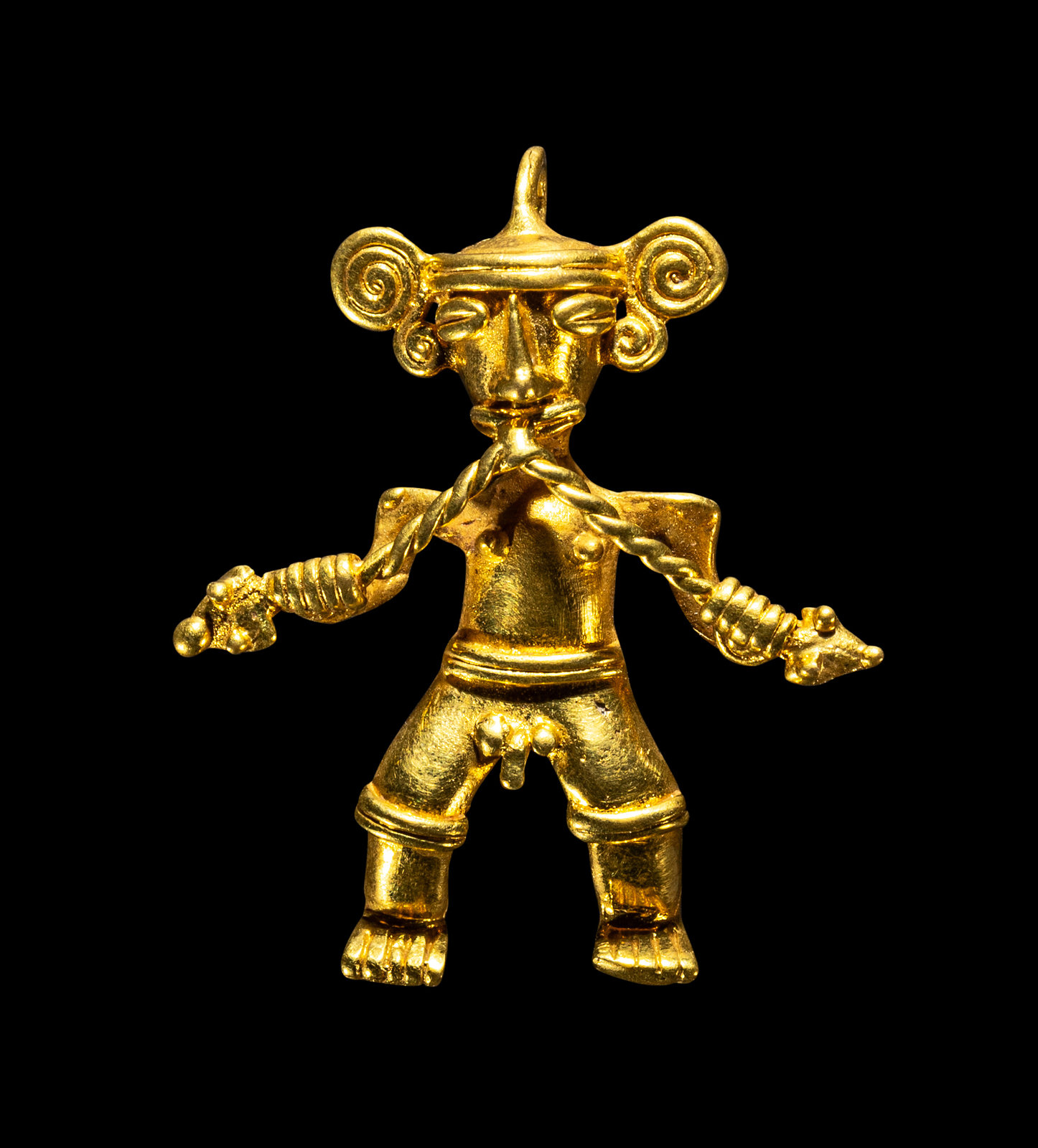 Appraisal: A Veraguas Gold Figural Pendant Biting a a Double-Headed Snake