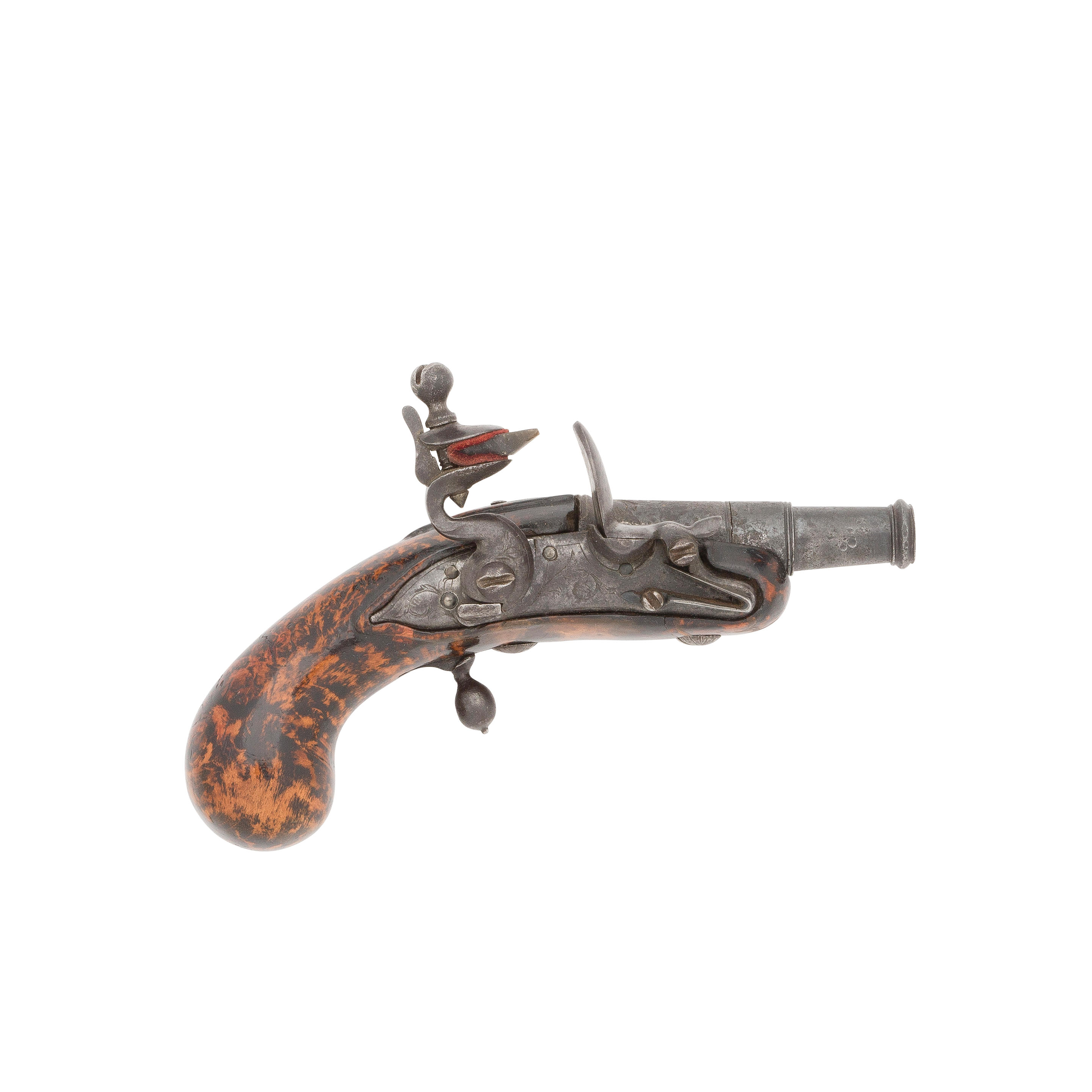 Appraisal: A -BORE FLINTLOCK POCKET PISTOL LATE TH CENTURY With turn-off