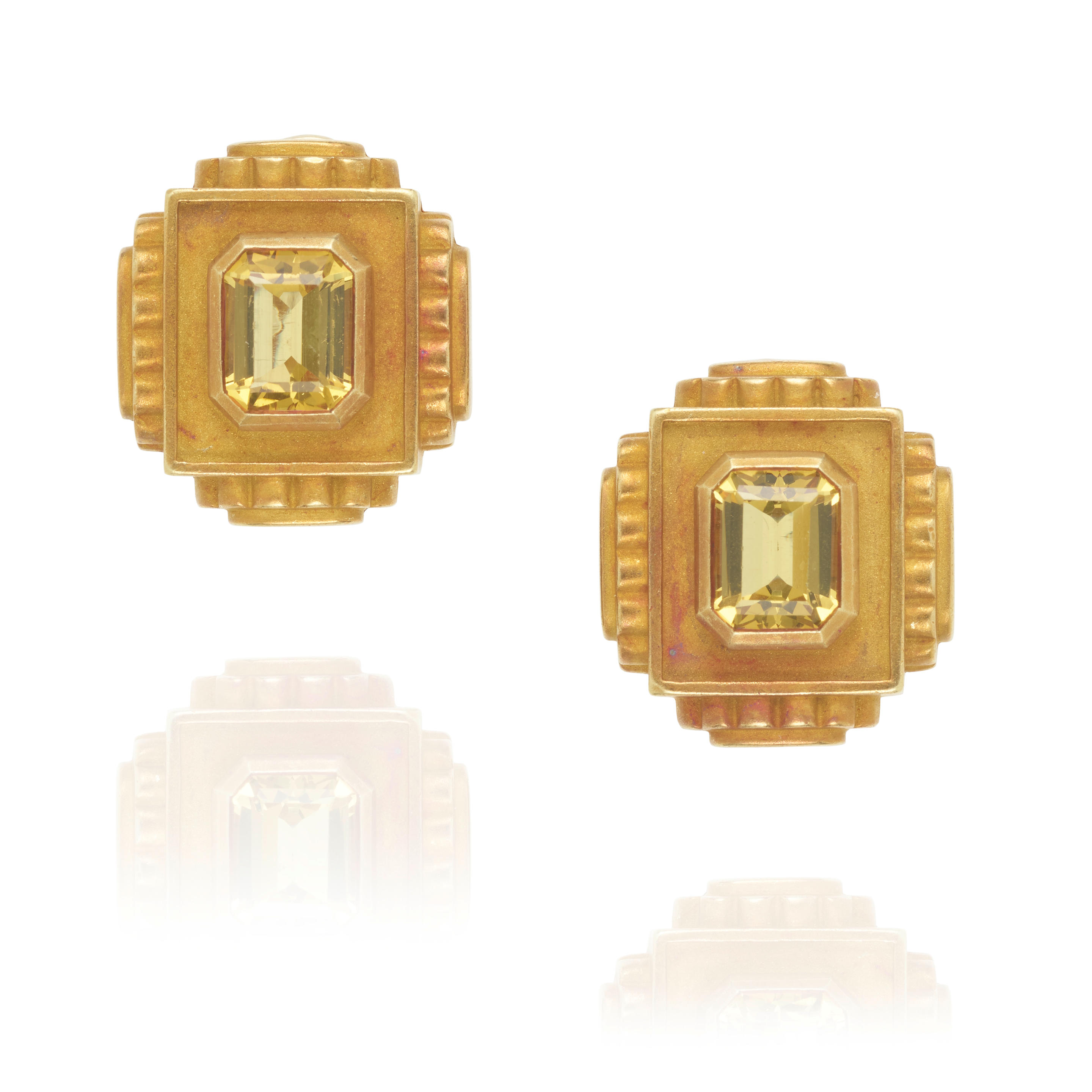 Appraisal: KIESELSTEIN CORD A PAIR OF K GOLD AND CITRINE CLIP