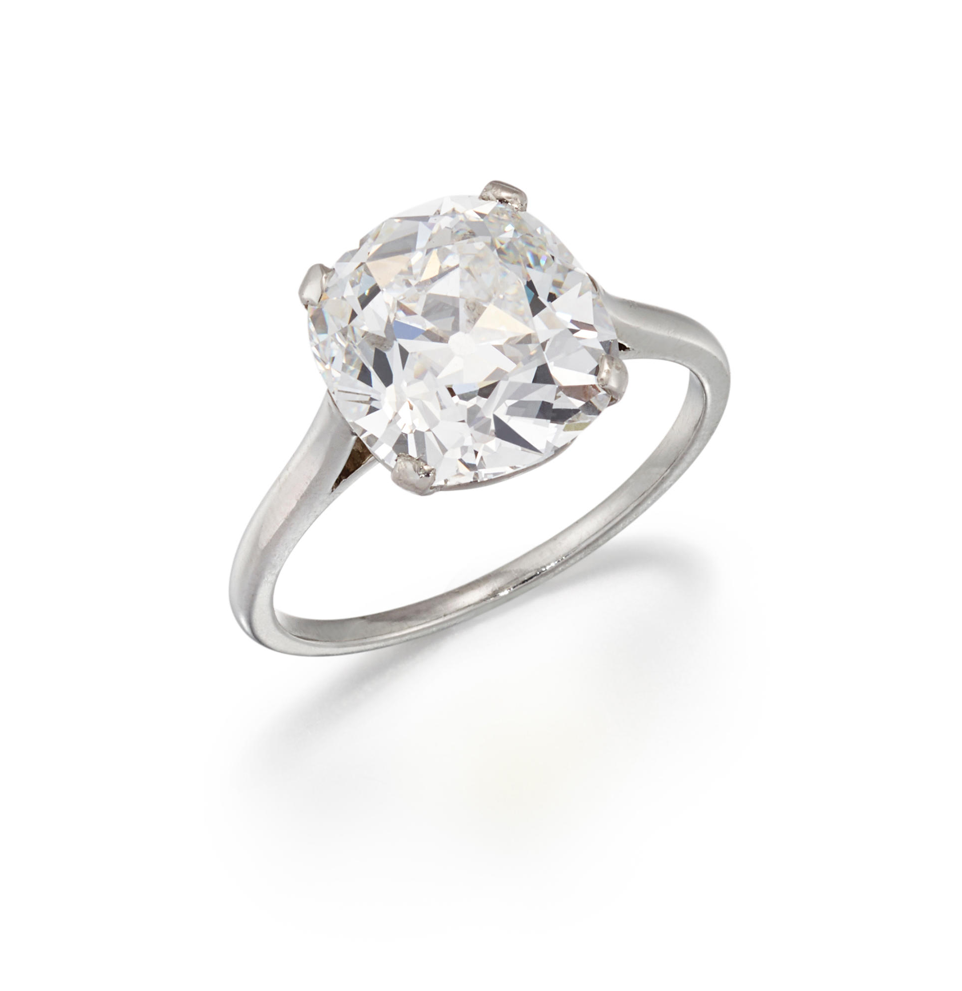 Appraisal: CARTIER DIAMOND SINGLE-STONE RING CIRCA The cushion-shaped diamond weighing carats