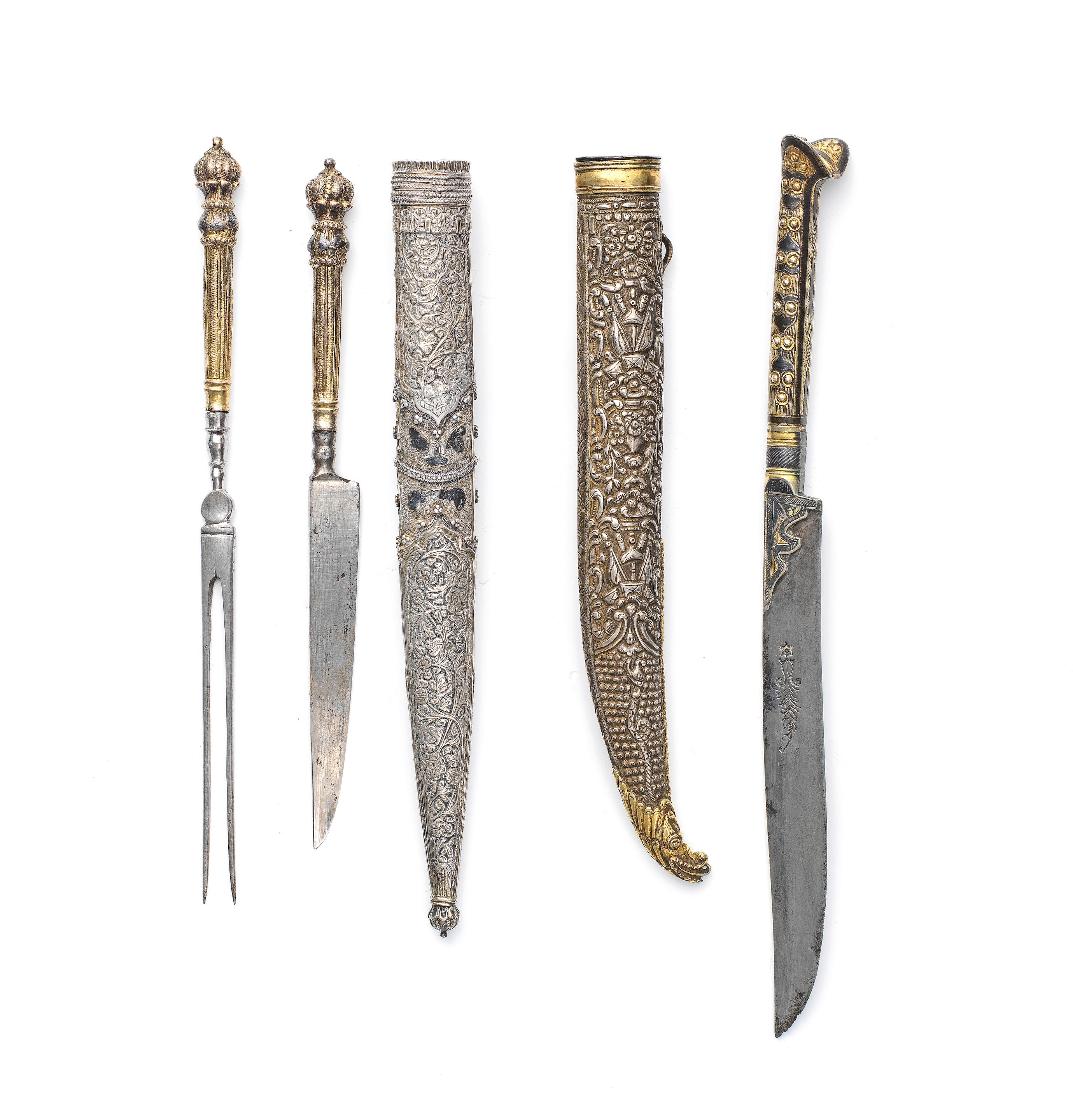 Appraisal: AN OTTOMAN SILVER-GILT AND NIELLO TROUSSE AND SILVER-GILT AND NIELLO