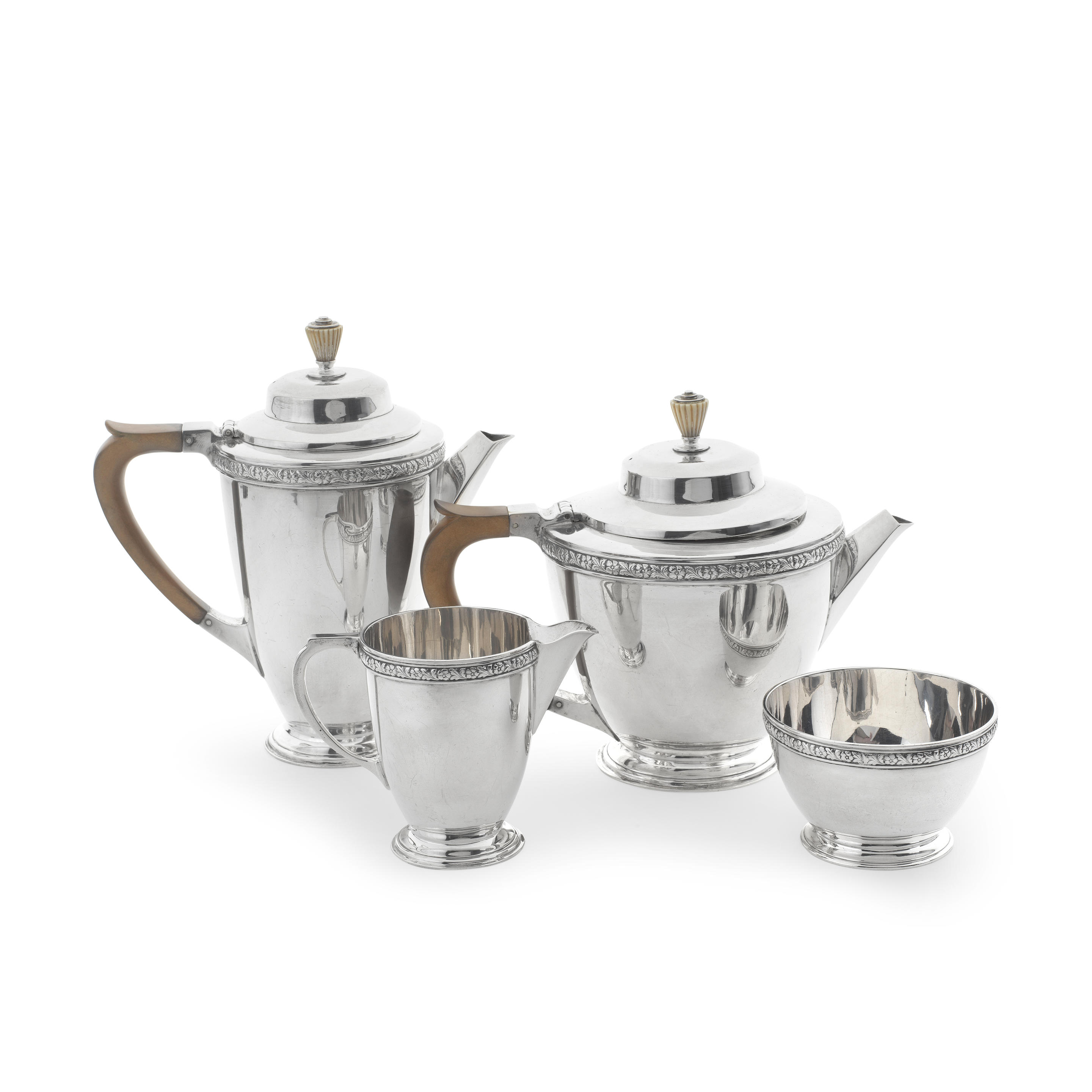 Appraisal: AN ART DECO SILVER FOUR-PIECE TEA AND COFFEE SERVICE Roberts