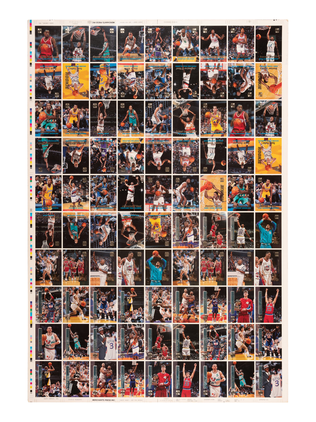 Appraisal: An Uncut Sheet of Topps Stadium Club Basketball Cards Featuring