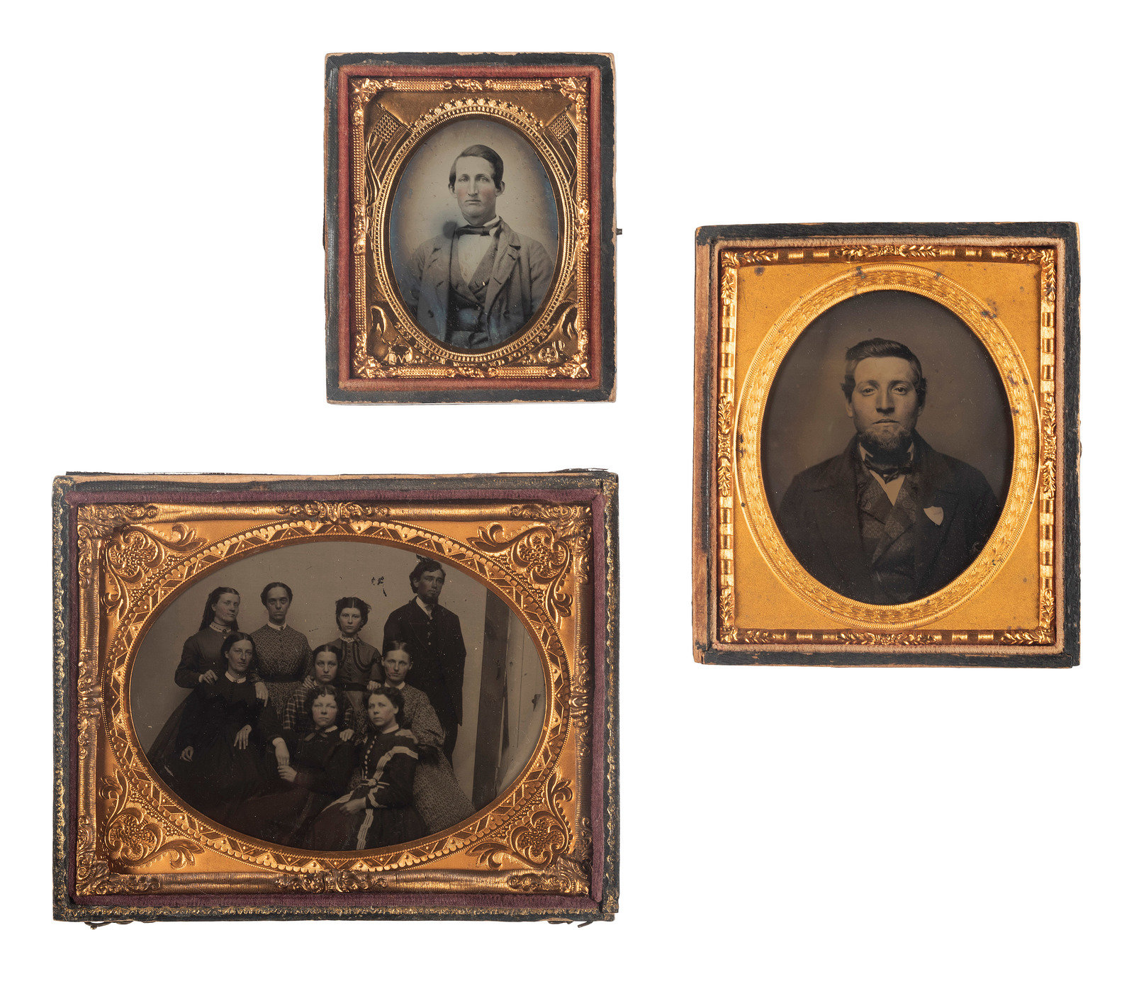 Appraisal: EARLY PHOTOGRAPHY cased images incl quarter plate tintype of a