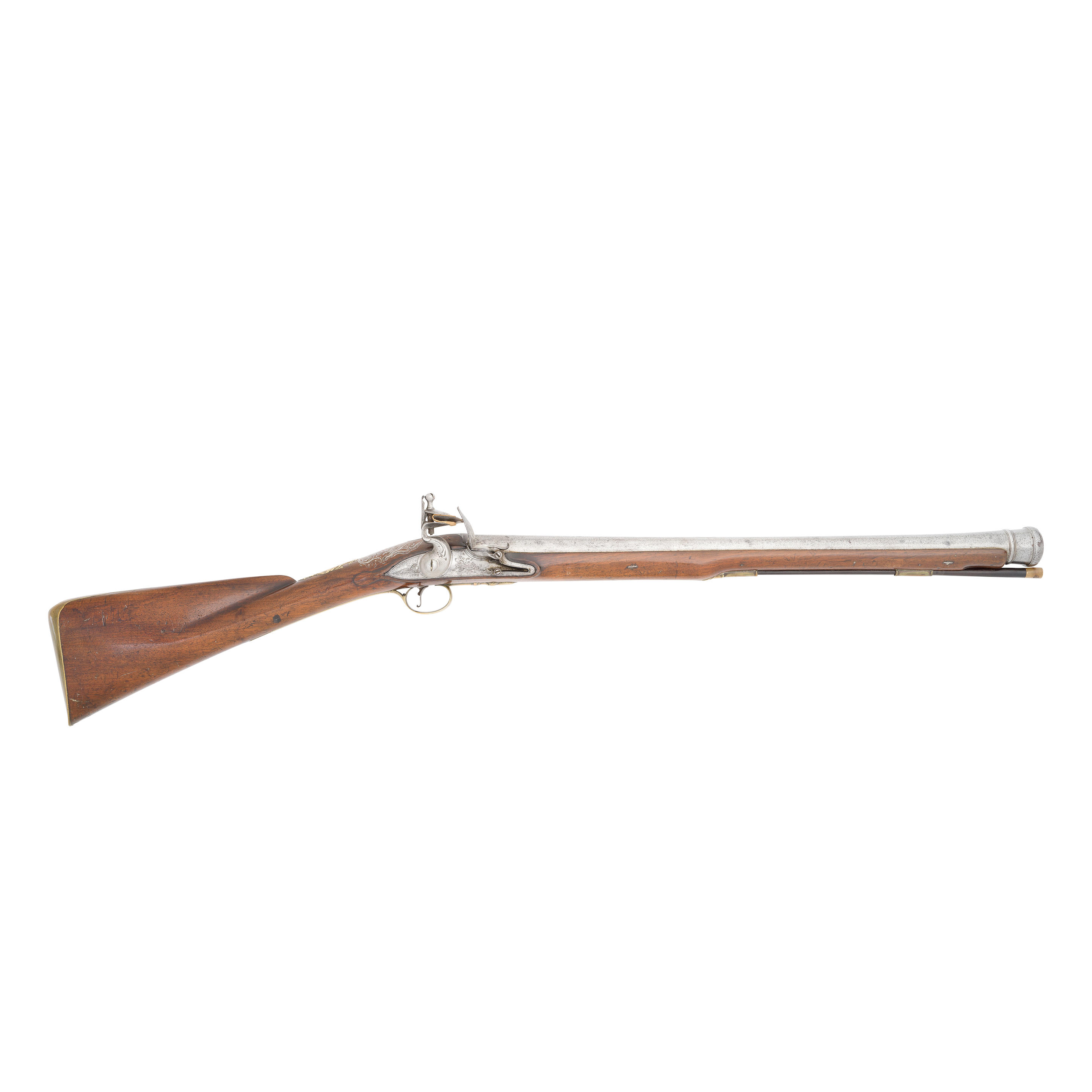 Appraisal: A RARE LONG-BARRELLED FLINTLOCK BLUNDERBUSS BY W ARCHER CIRCA With