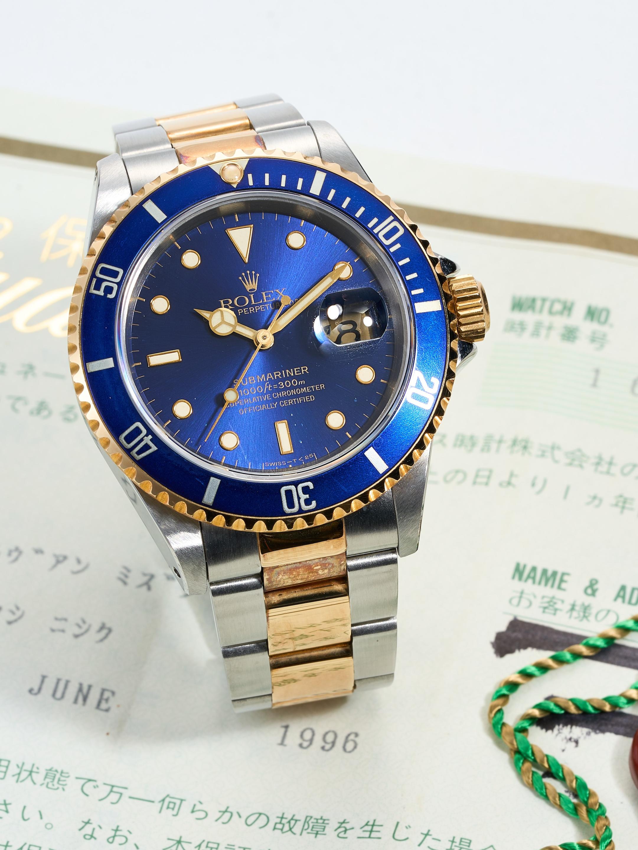 Appraisal: ROLEX SUBMARINER REF A STAINLESS STEEL AND YELLOW GOLD BRACELET