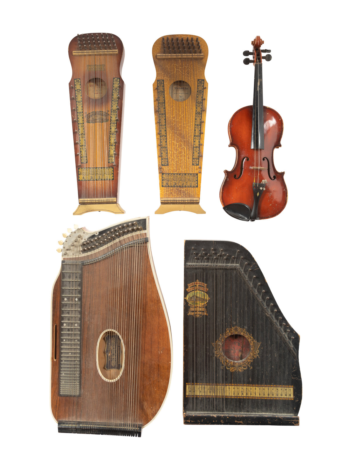 Appraisal: A Group of Five Stringed Instruments comprising a German zither