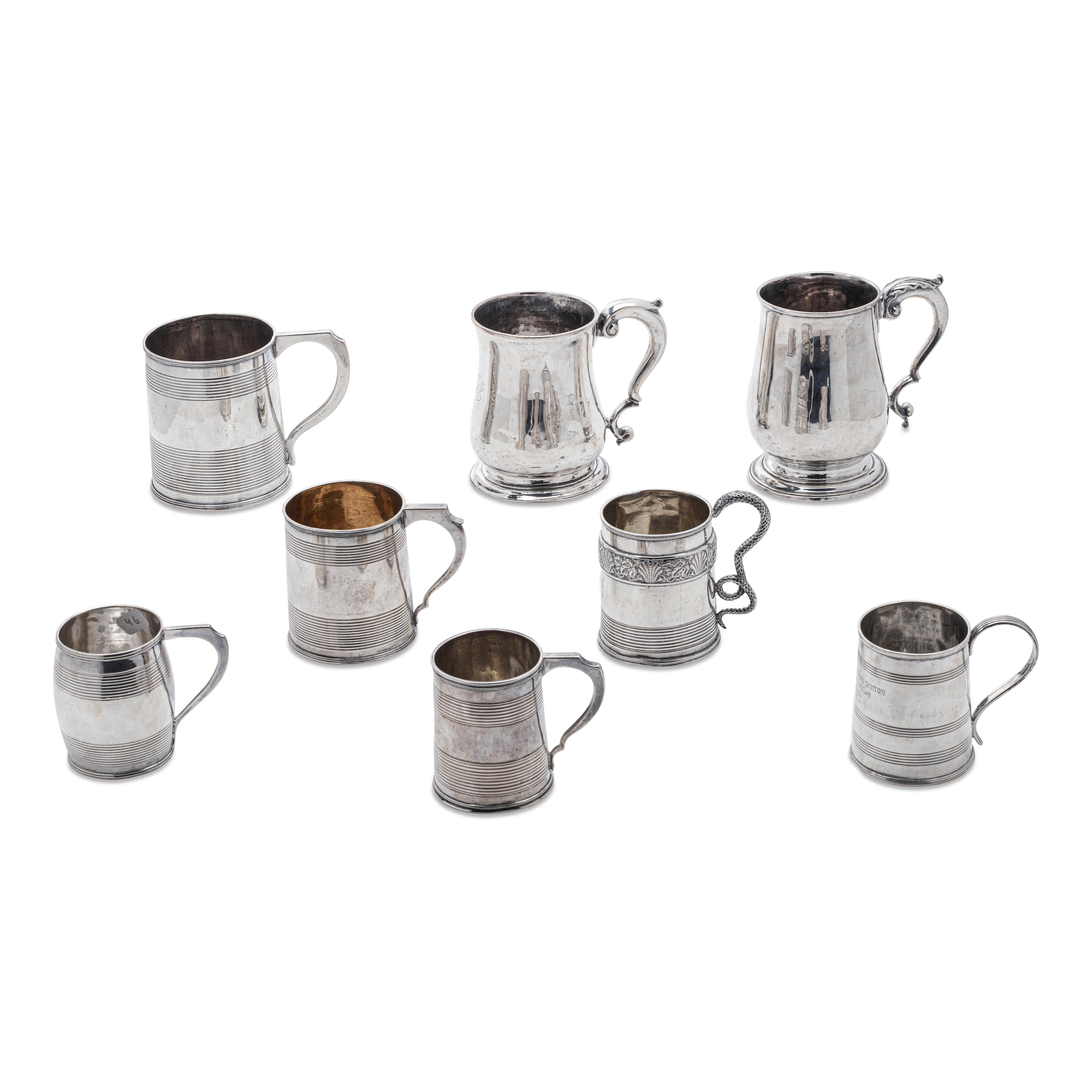 Appraisal: EIGHT GEORGIAN AND REGENCY SILVER DRINKING VESSELS by various makers