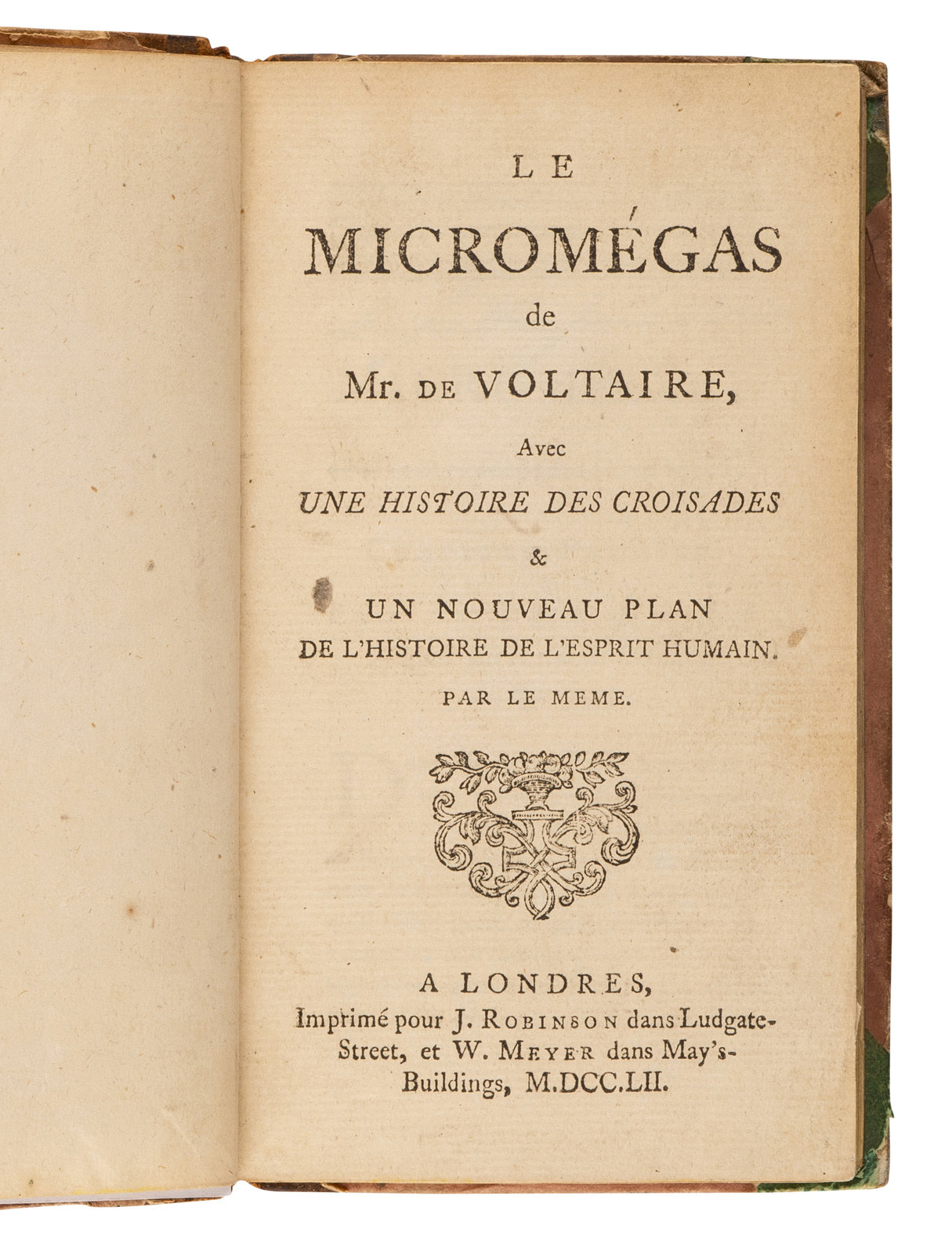 Appraisal: VOLTAIRE Francois Marie Arouet de - Le Microm gas de