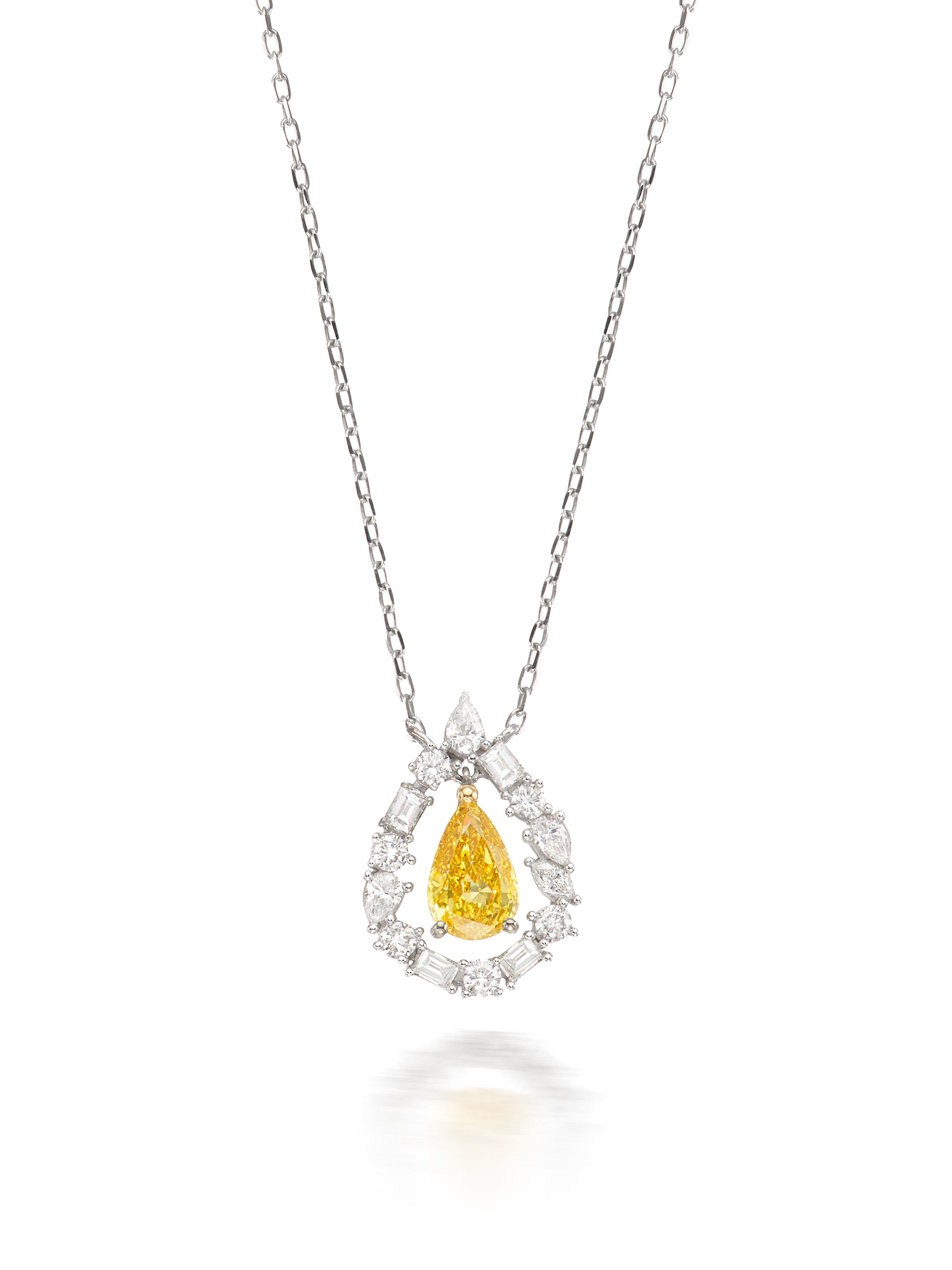 Appraisal: FANCY VIVID ORANGY YELLOW DIAMOND AND DIAMOND PENDANT NECKLACE Set