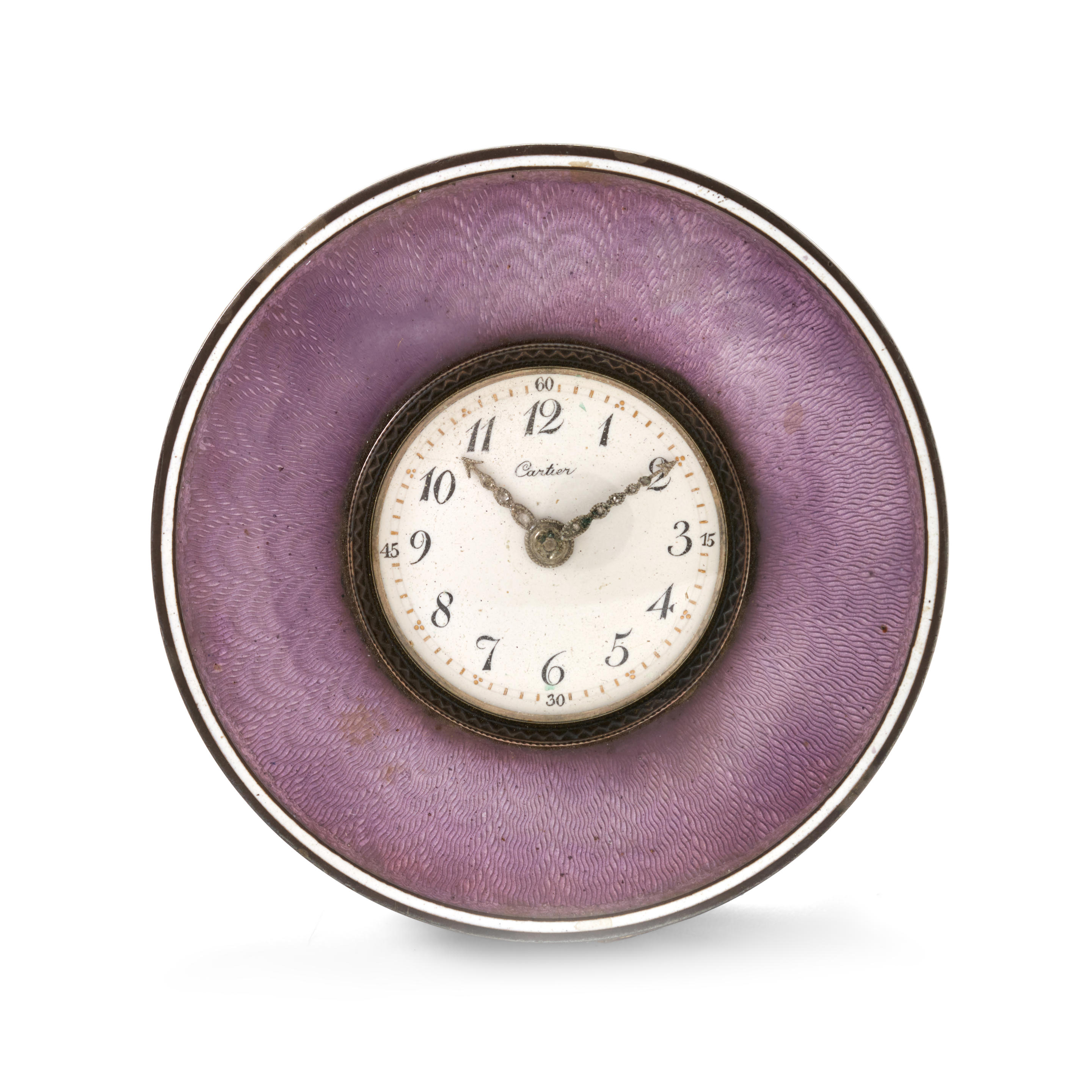 Appraisal: CARTIER A BELLE POQUE ENAMEL CLOCK With white dial and