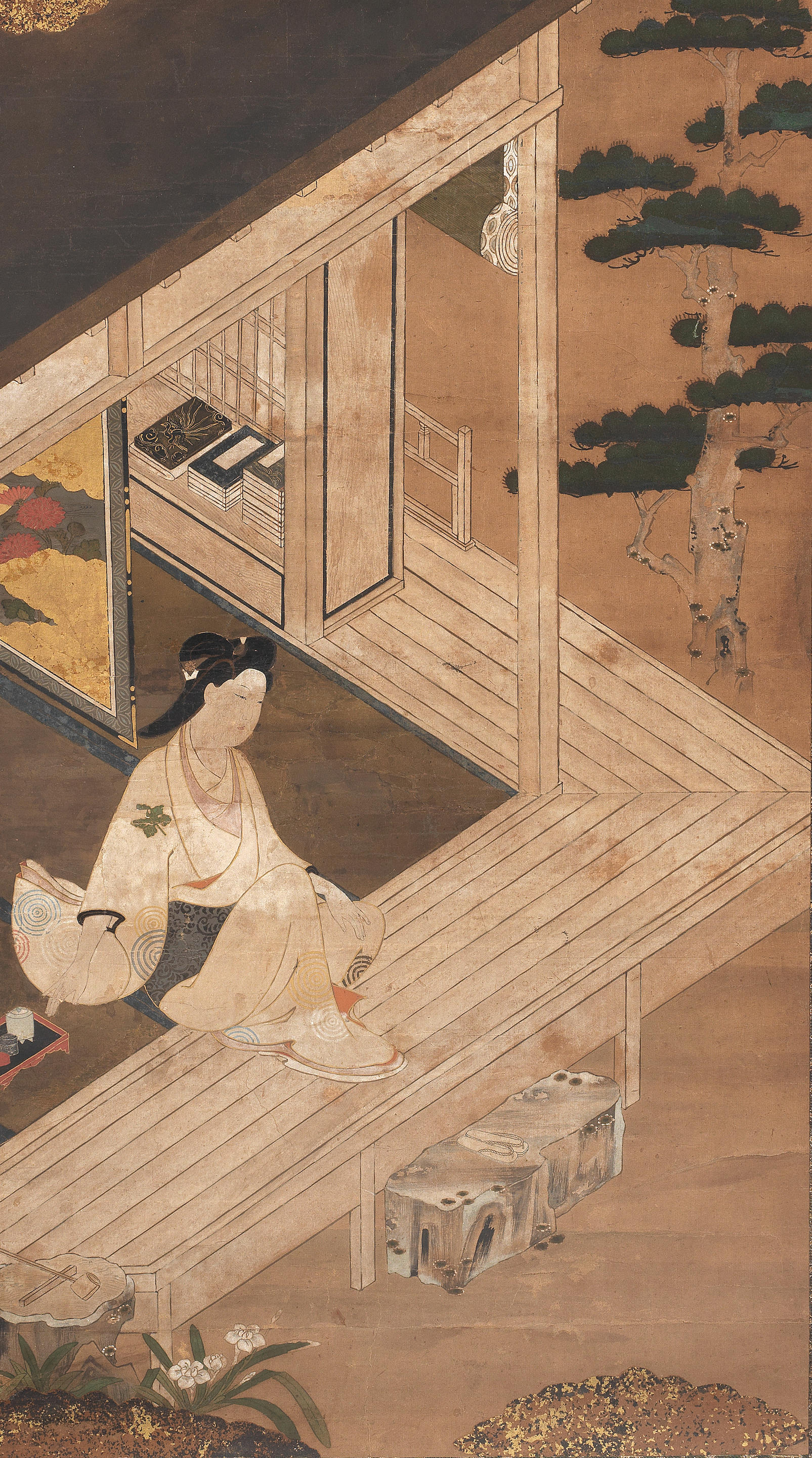 Appraisal: ANONYMOUS Bijin Seated on an Engawa Edo period - th