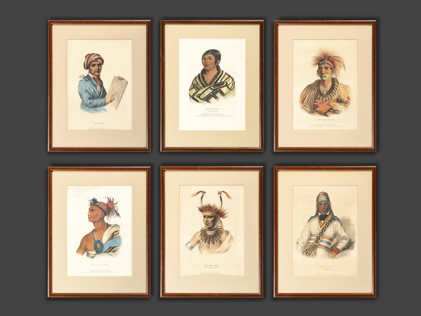 Appraisal: Six Hand-Colored Lithographs by McKenney and Hall Circa s- s