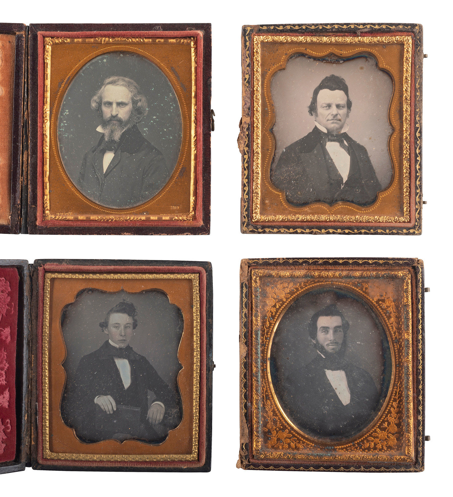 Appraisal: EARLY PHOTOGRAPHY A group of daguerreotypes of men with facial