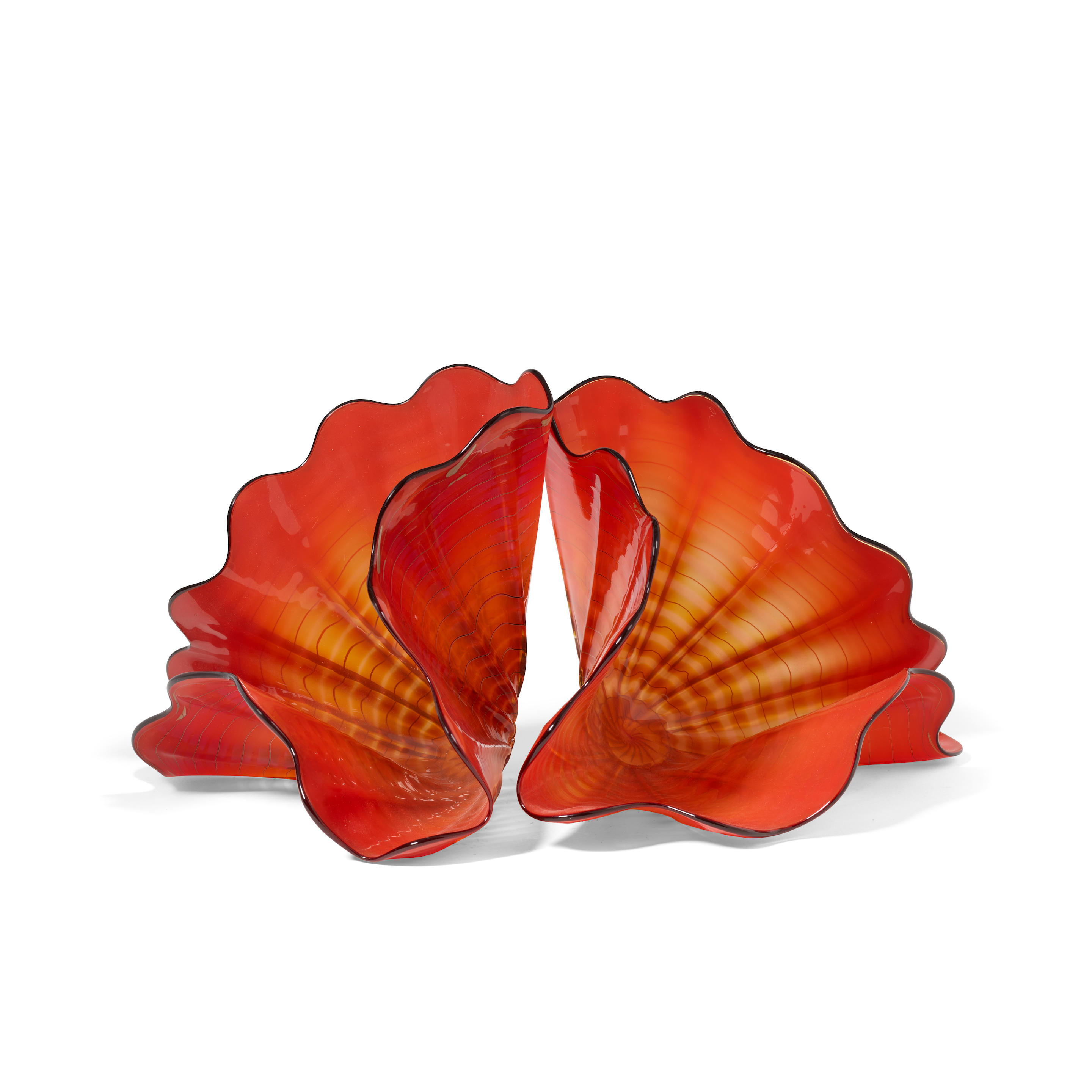 Appraisal: DALE CHIHULY BORN Two Piece Red Amber Persian Set with