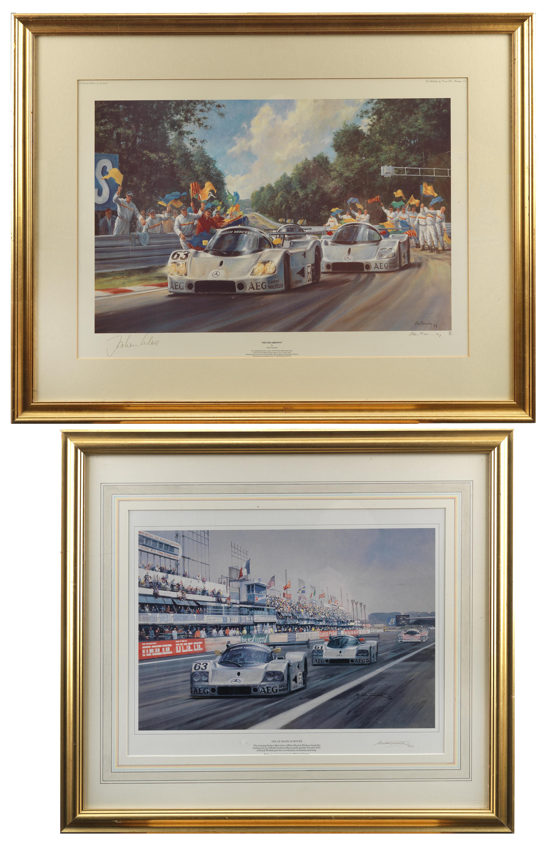 Appraisal: TWO FRAMED SAUBER MERCEDES AT LE MANS SIGNED LIMITED EDITION