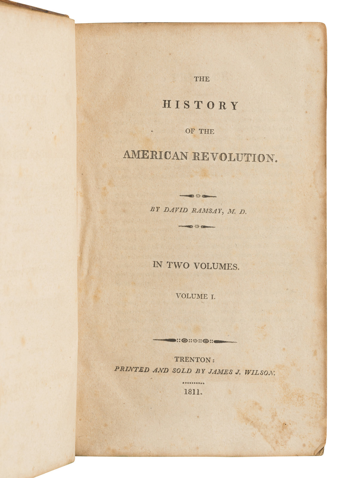 Appraisal: RAMSAY David - The History of the American Revolution Trenton