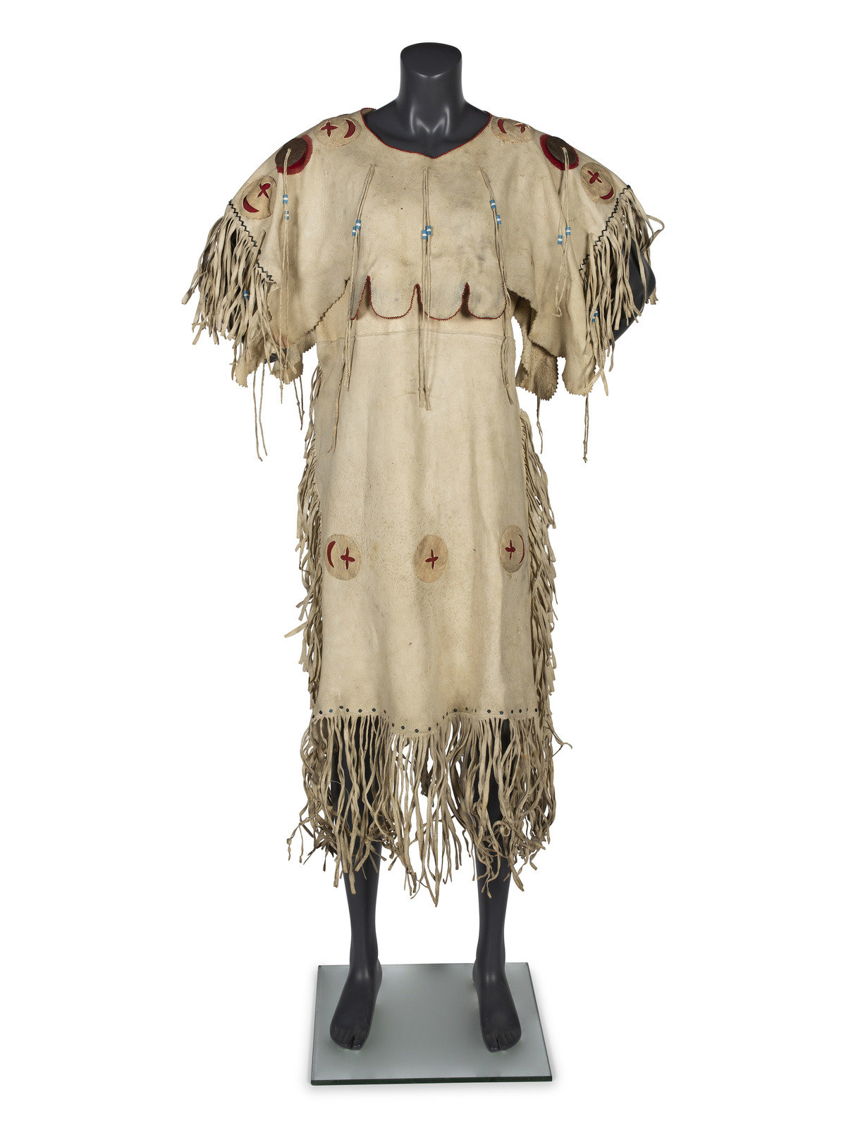 Appraisal: Apache Women's Hide Dress first quarter th century thread-sewn on