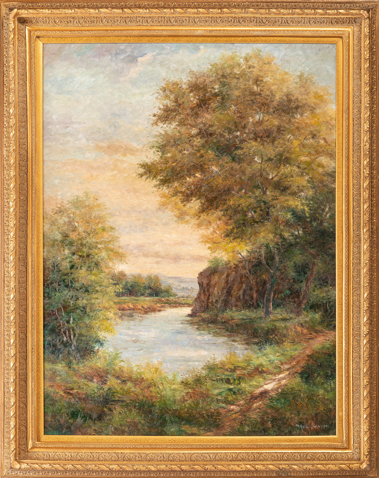 Appraisal: Paul Benton American th st Century Landscape with River oil