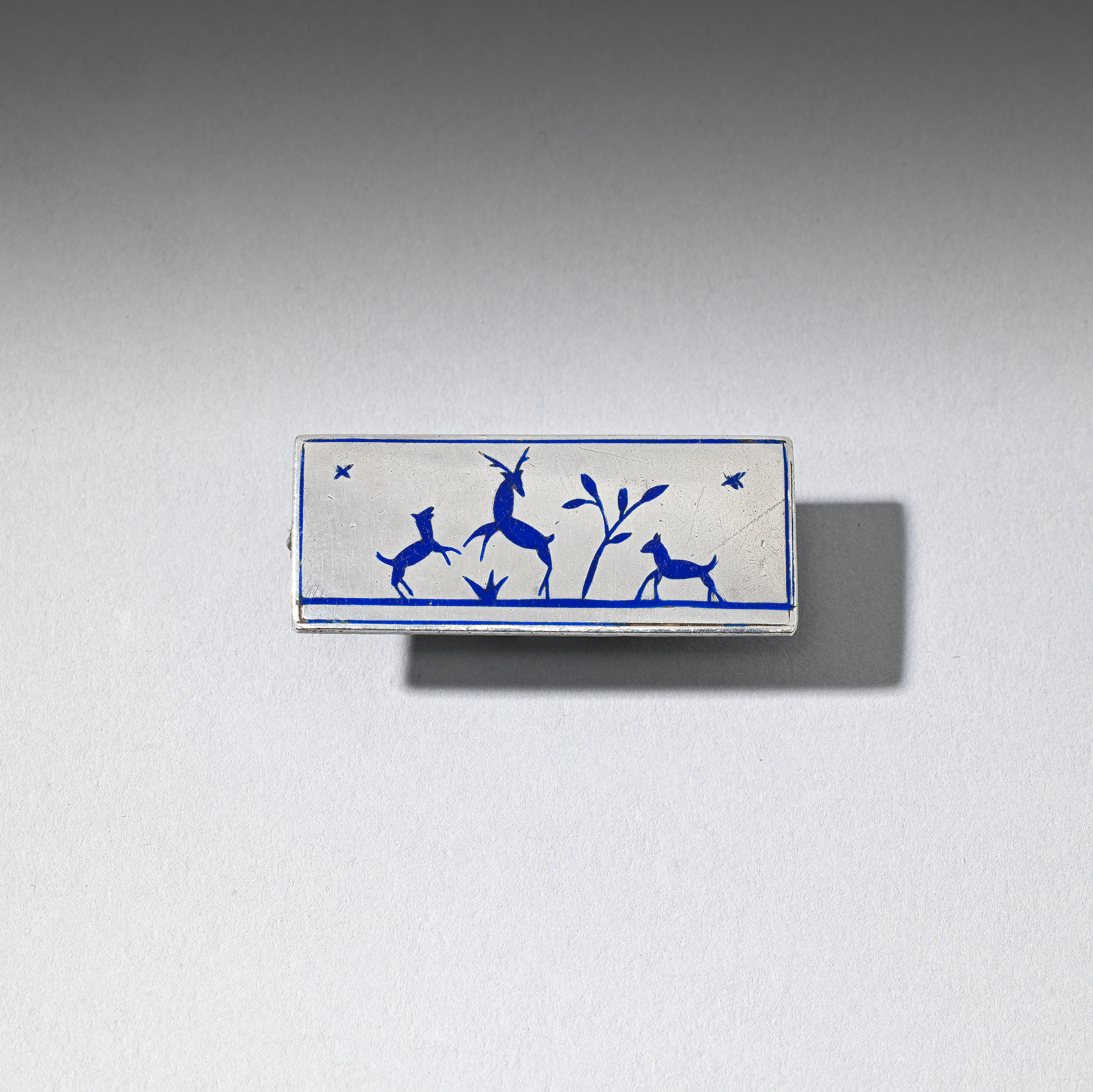 Appraisal: WIENER WERKST TTE Brooch circa Silver and enamel depicting leaping