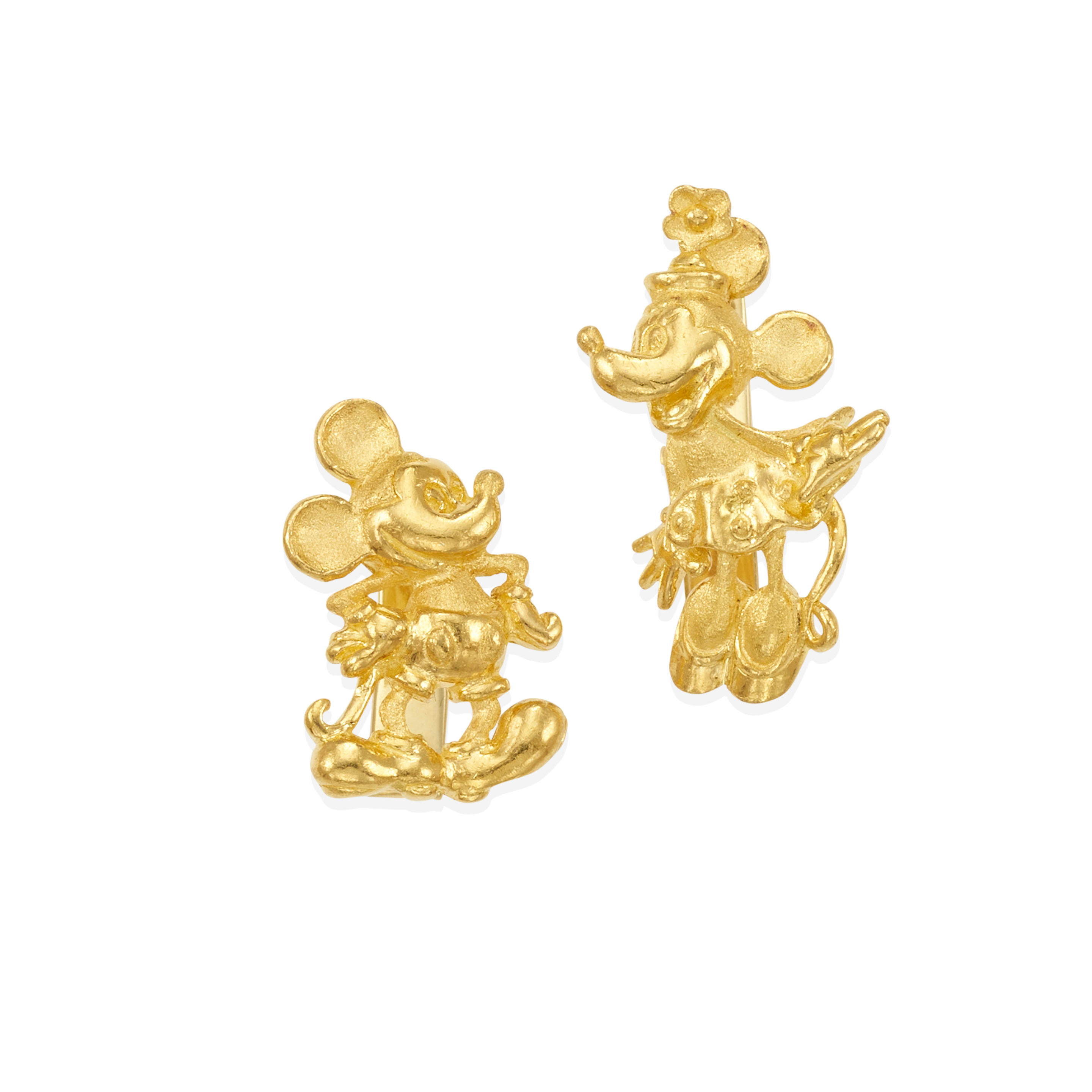 Appraisal: A PAIR OF GOLD CUFFLINKS Designed as k gold Mickey