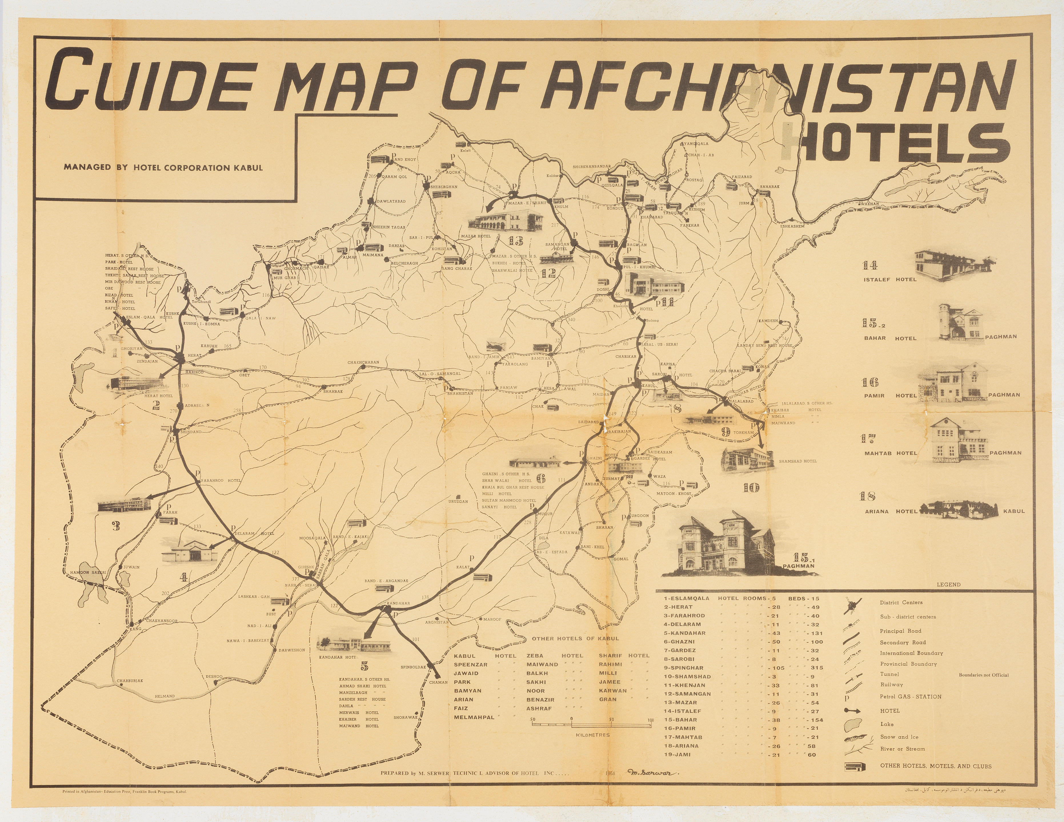 Appraisal: AFGHANISTAN - HOTEL MAP Guide Map of Afghanistan Hotels Managed