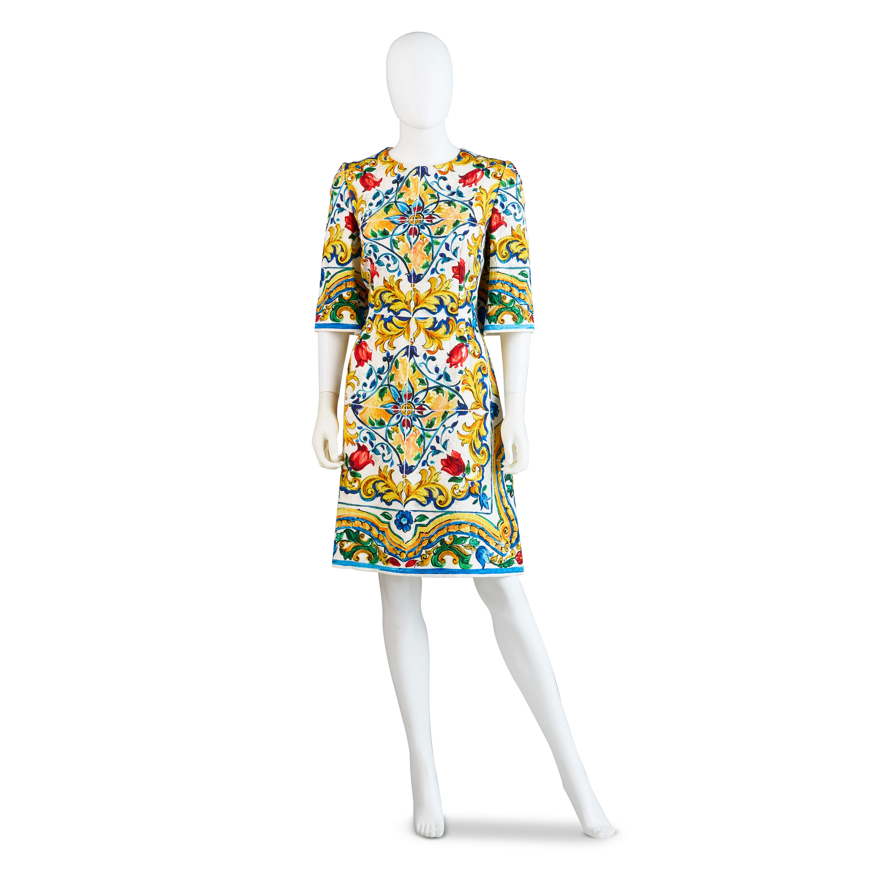 Appraisal: DOLCE GABBANA SILK MAJOLICA PRINT DRESS Marked Size Colorful Majolica