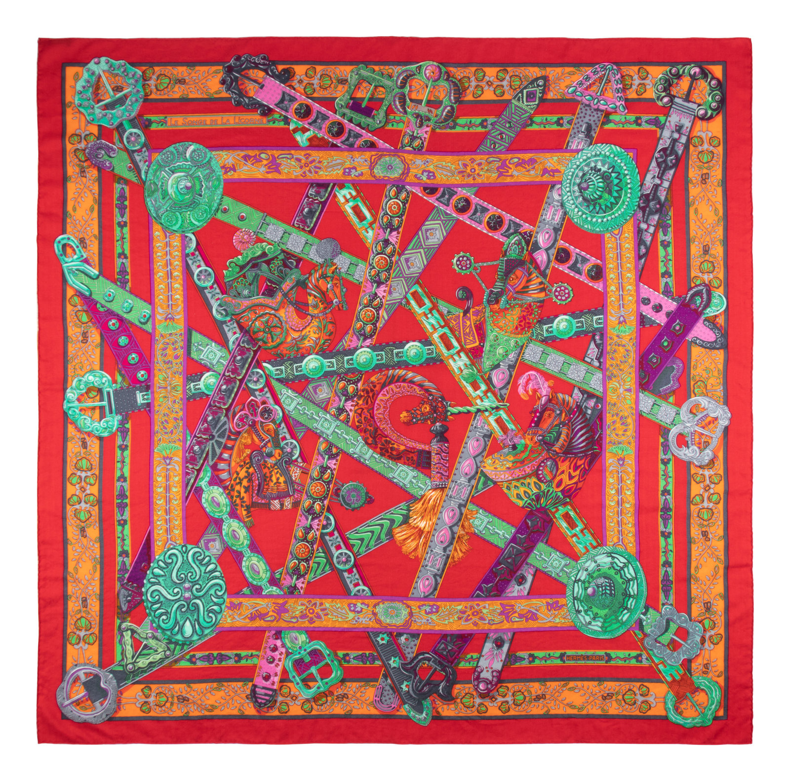 Appraisal: Herm s cm Cashmere Silk Scarf 'Le Songe de la