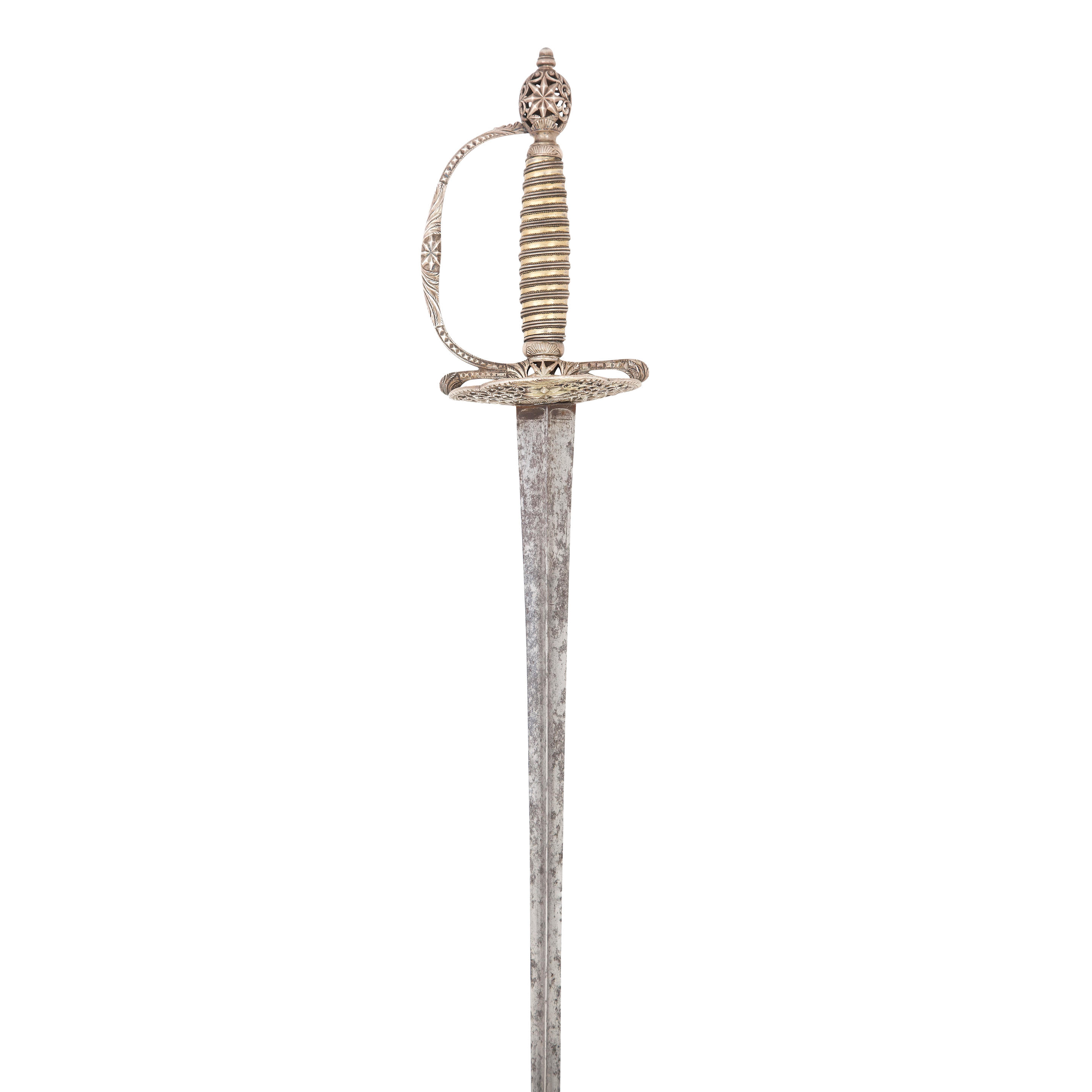 Appraisal: AN ENGLISH SILVER-HILTED SMALL-SWORD LONDON SILVER HALLMARKS FOR MAKER'S MARK