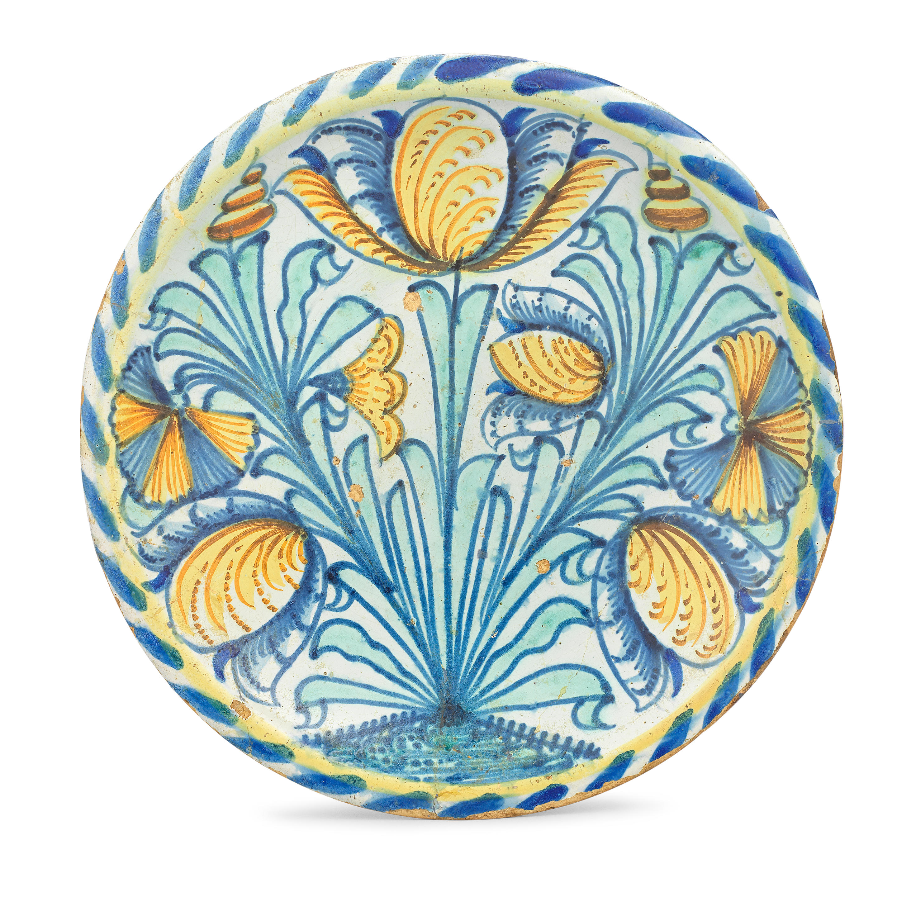 Appraisal: A LONDON DELFTWARE TULIP CHARGER CIRCA - Painted in blue