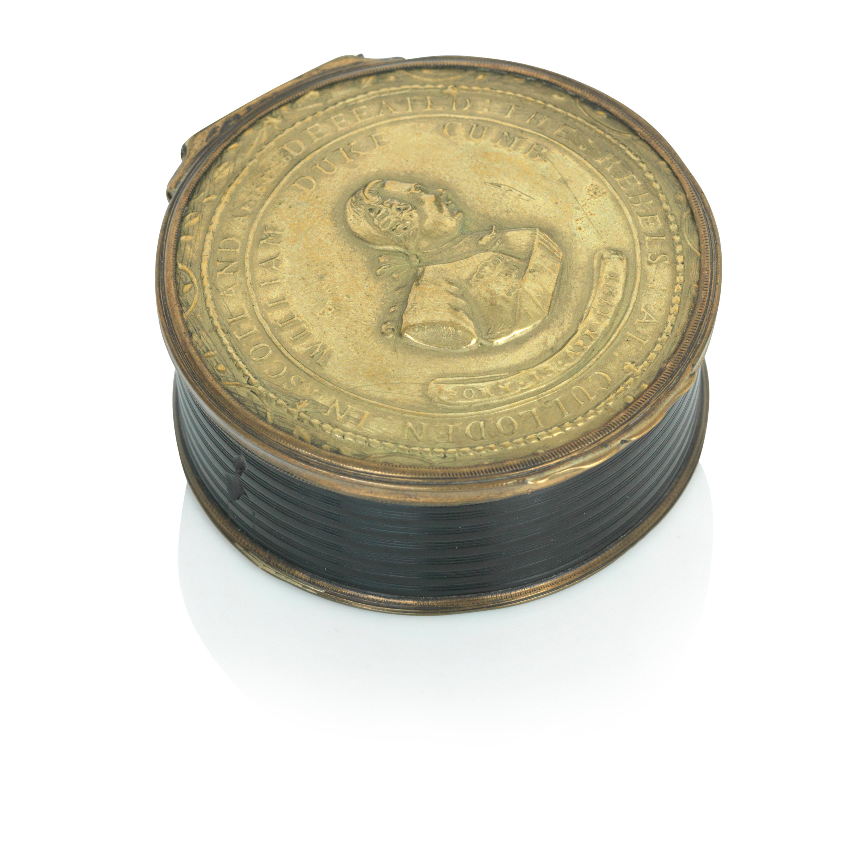 Appraisal: CULLODEN INTEREST COMMEMORATIVE BRASS AND BOIS DURE SNUFF BOX Of